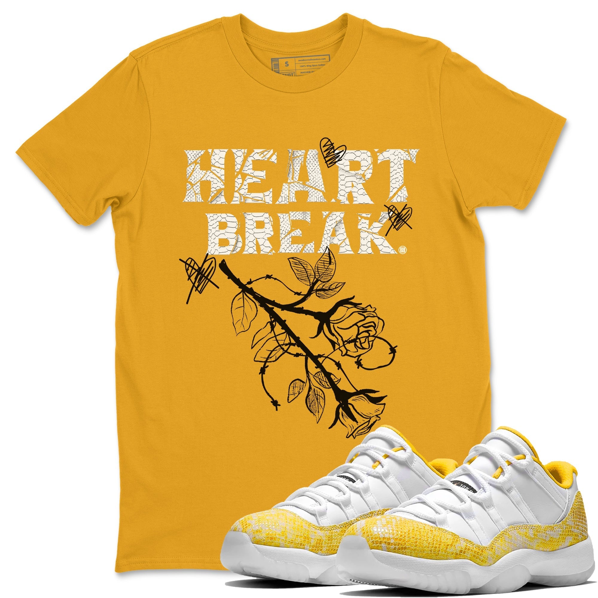 Heart Break Unisex Tops - Air Jordan 11 Yellow Python