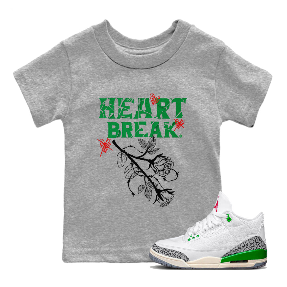 Heart Break Kids Tops - Air Jordan 3 Lucky Green