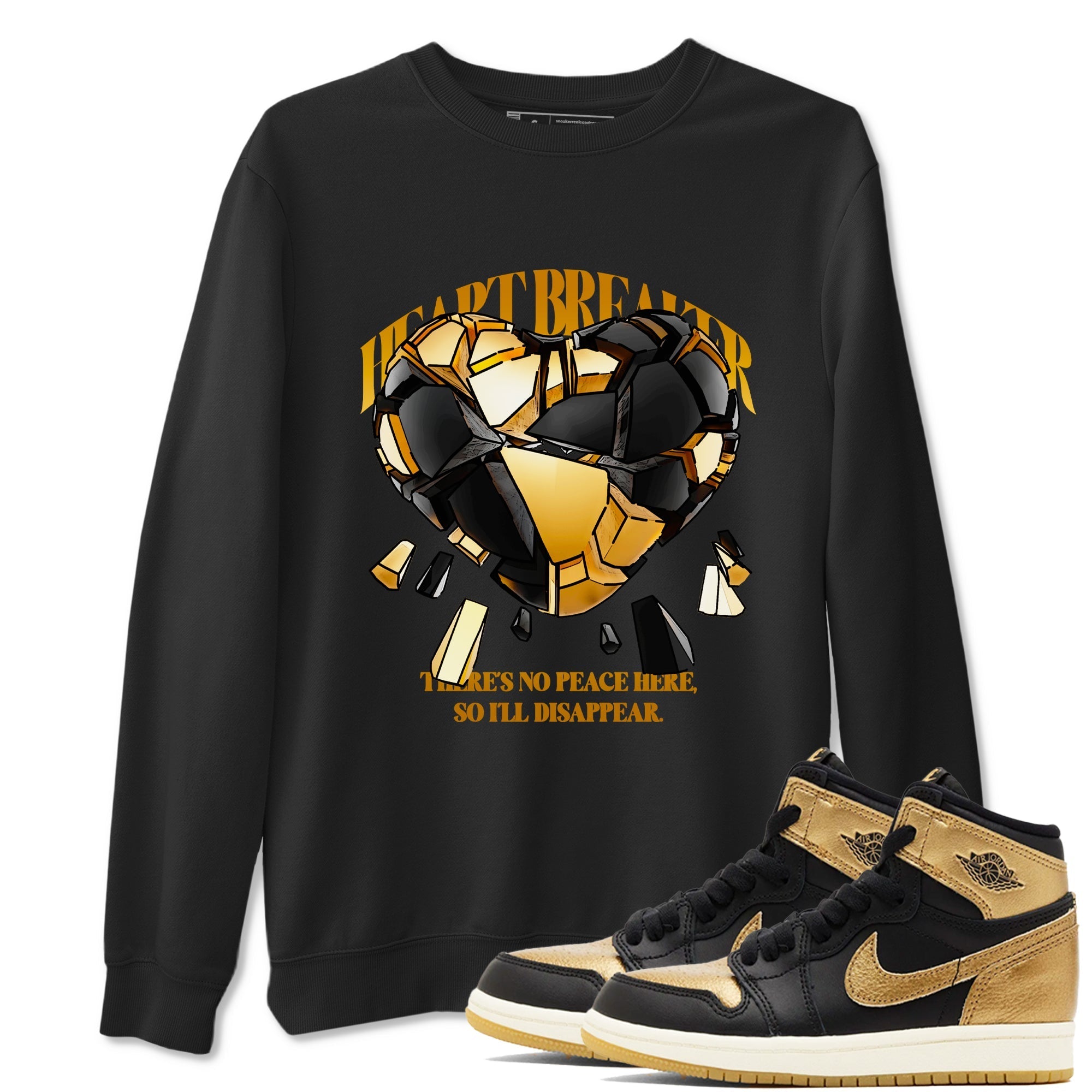Heart Breaker snkmatch Tees - Air Jordan 1 Black Metallic Gold