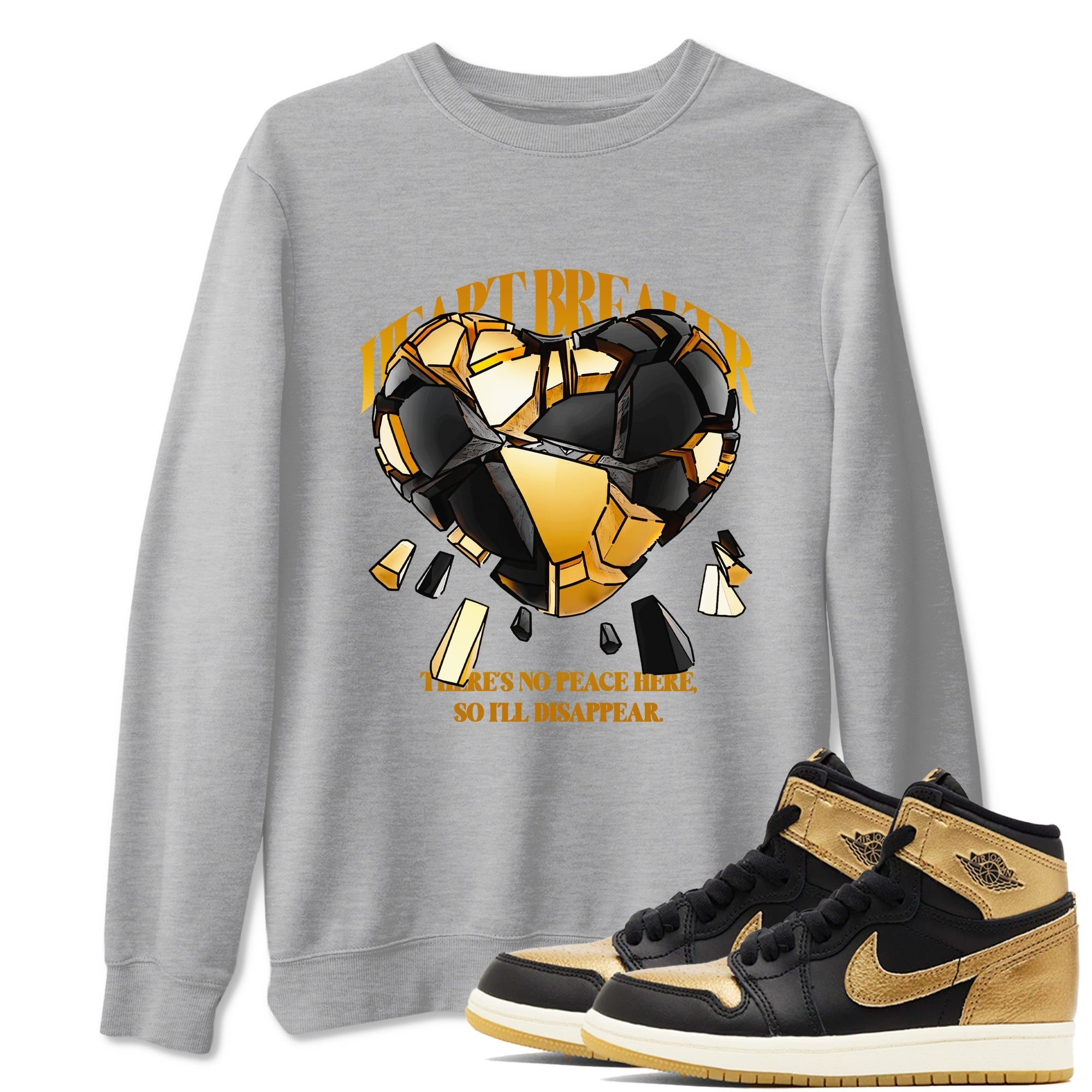 Heart Breaker snkmatch Tees - Air Jordan 1 Black Metallic Gold