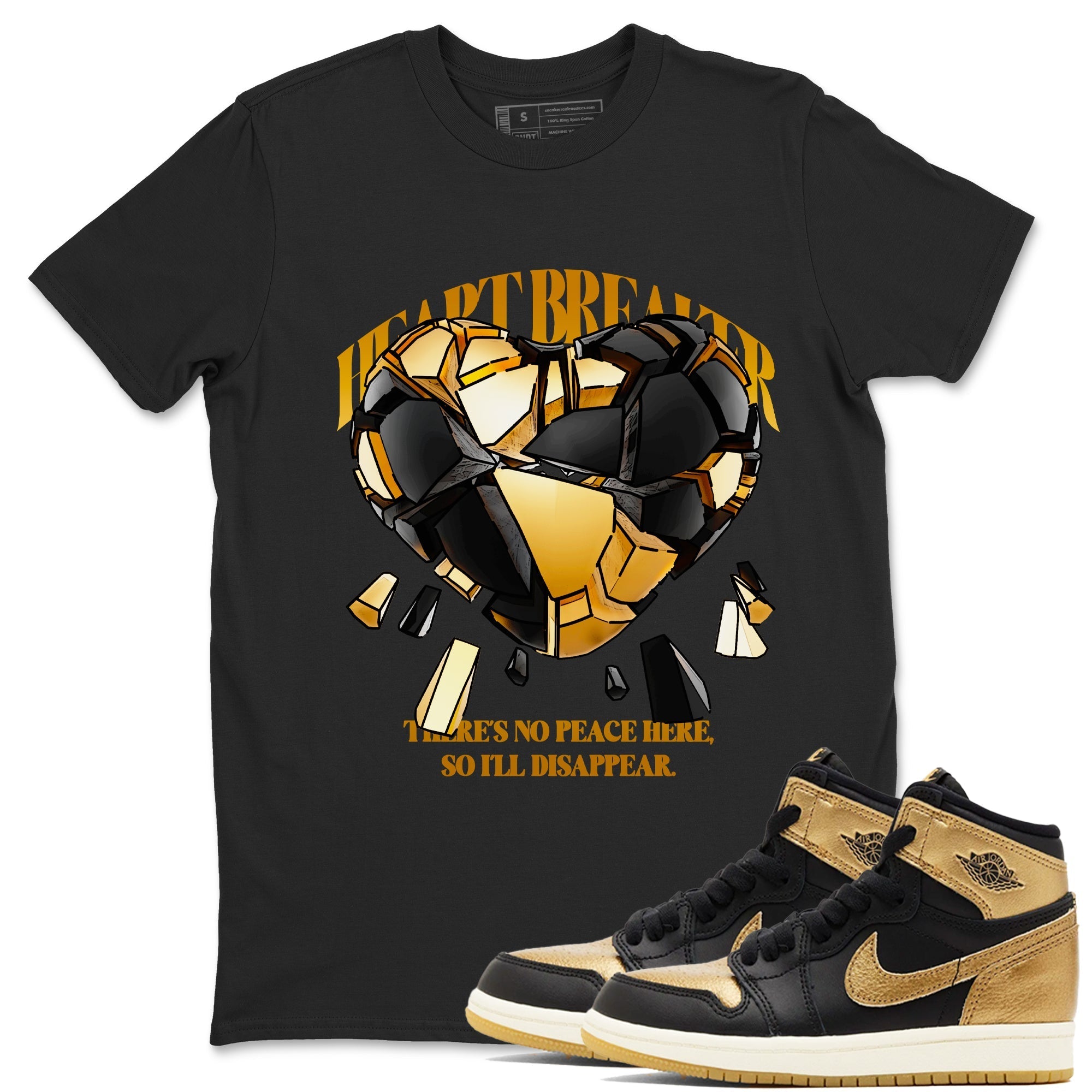 Heart Breaker snkmatch Tees - Air Jordan 1 Black Metallic Gold