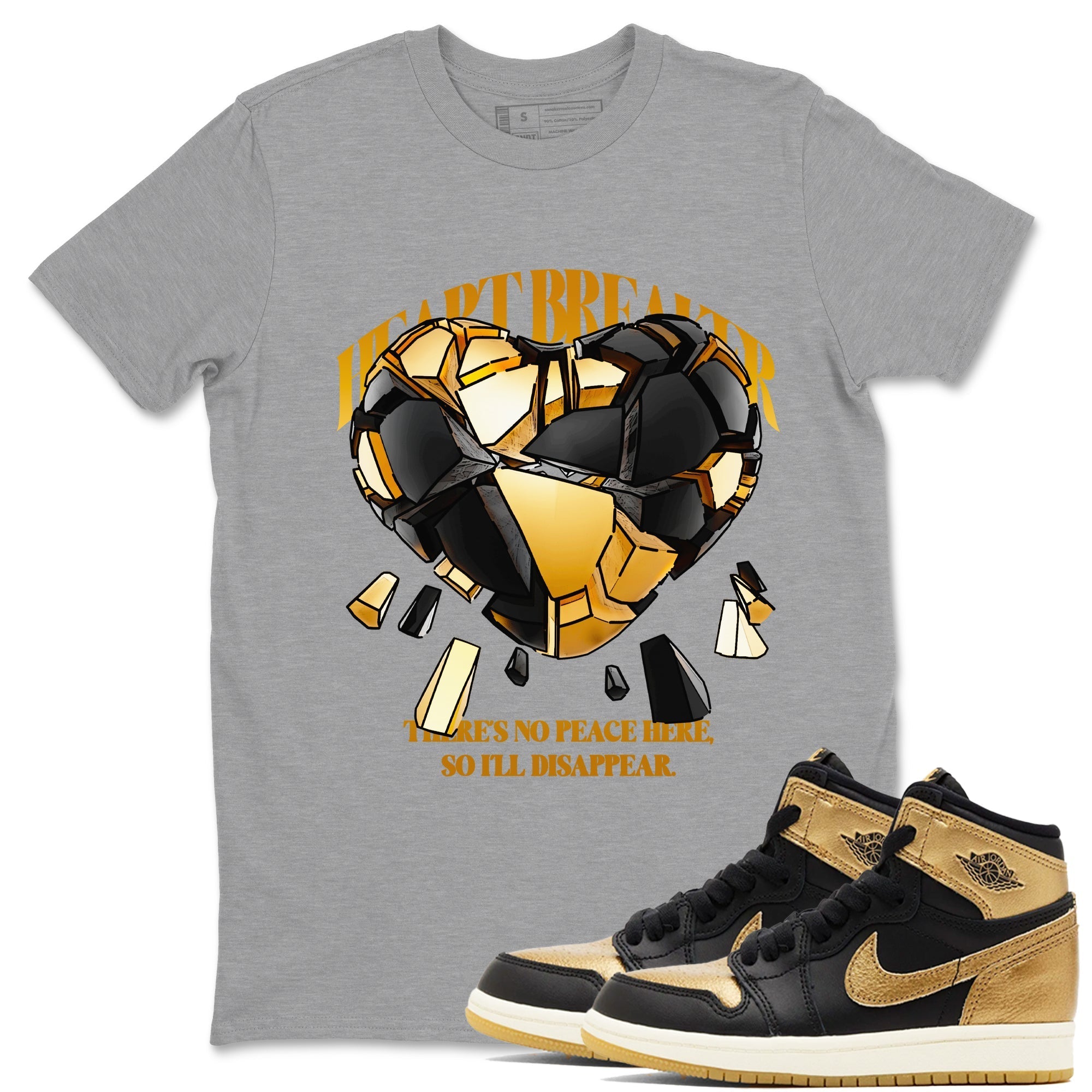 Heart Breaker snkmatch Tees - Air Jordan 1 Black Metallic Gold