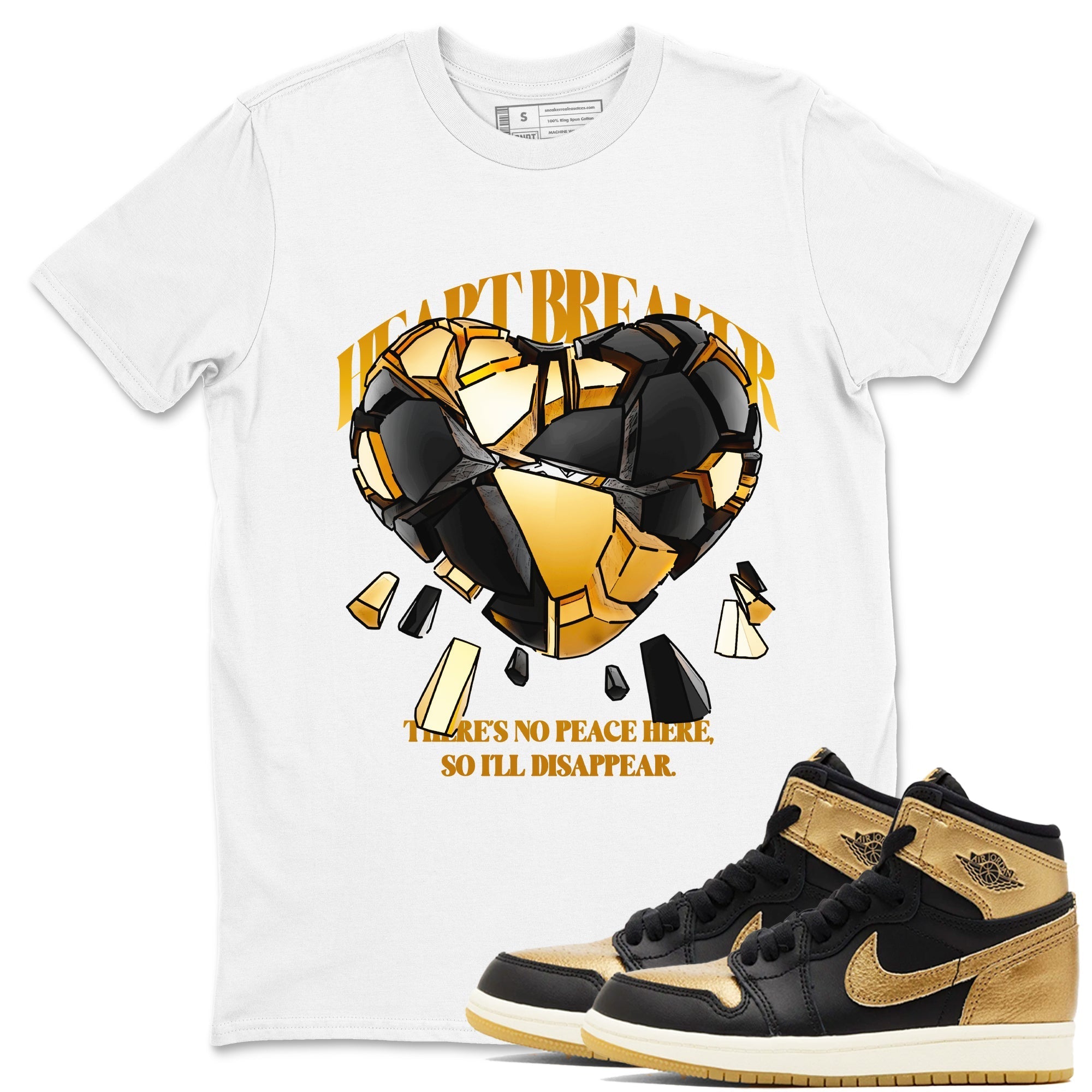 Heart Breaker snkmatch Tees - Air Jordan 1 Black Metallic Gold