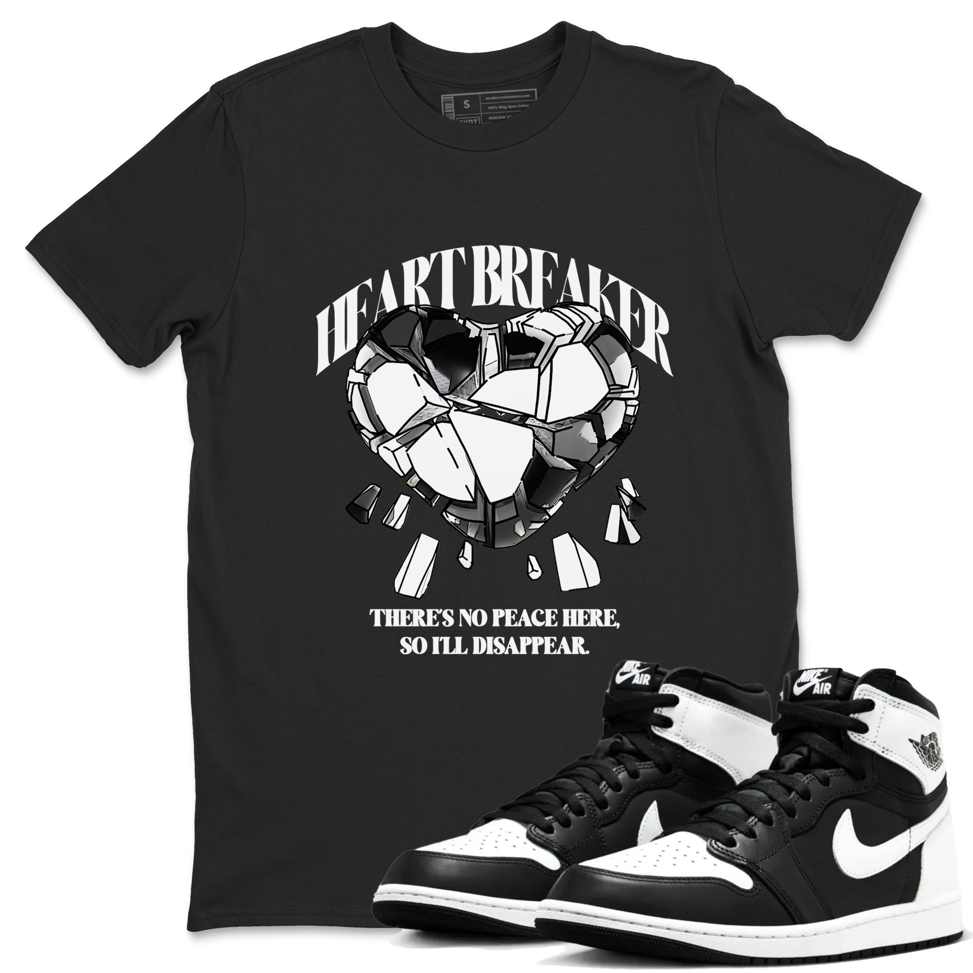 Heart Breaker snkmatch Tees - Air Jordan 1 Black White
