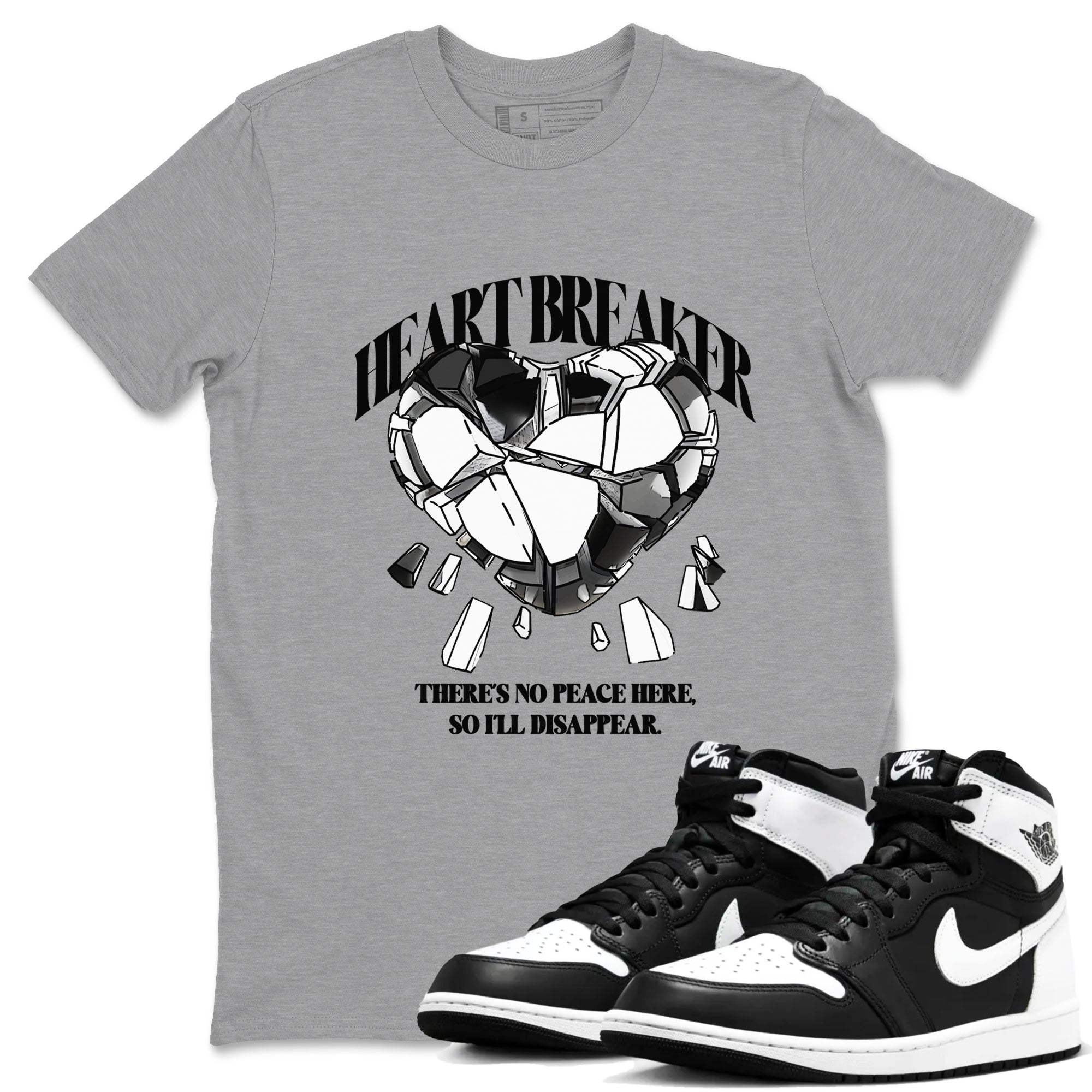 Heart Breaker snkmatch Tees - Air Jordan 1 Black White