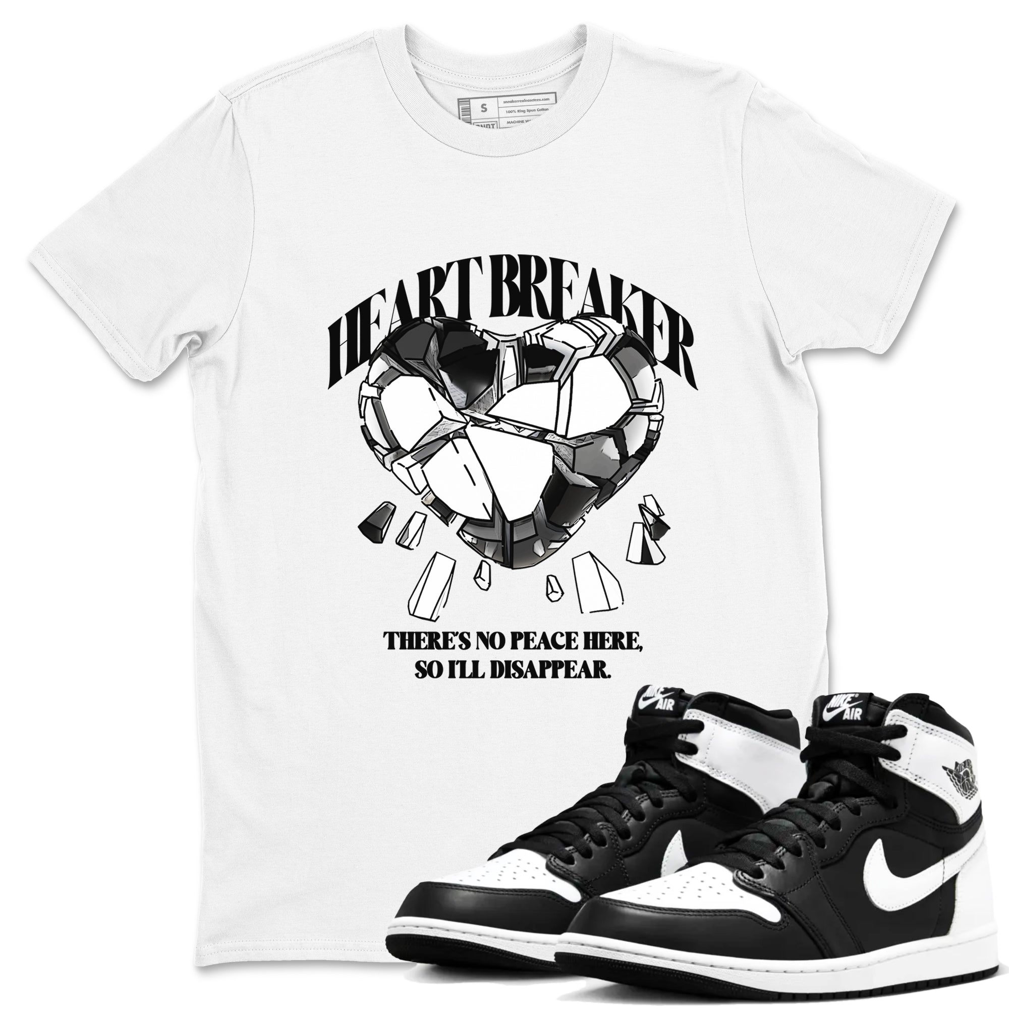 Heart Breaker snkmatch Tees - Air Jordan 1 Black White