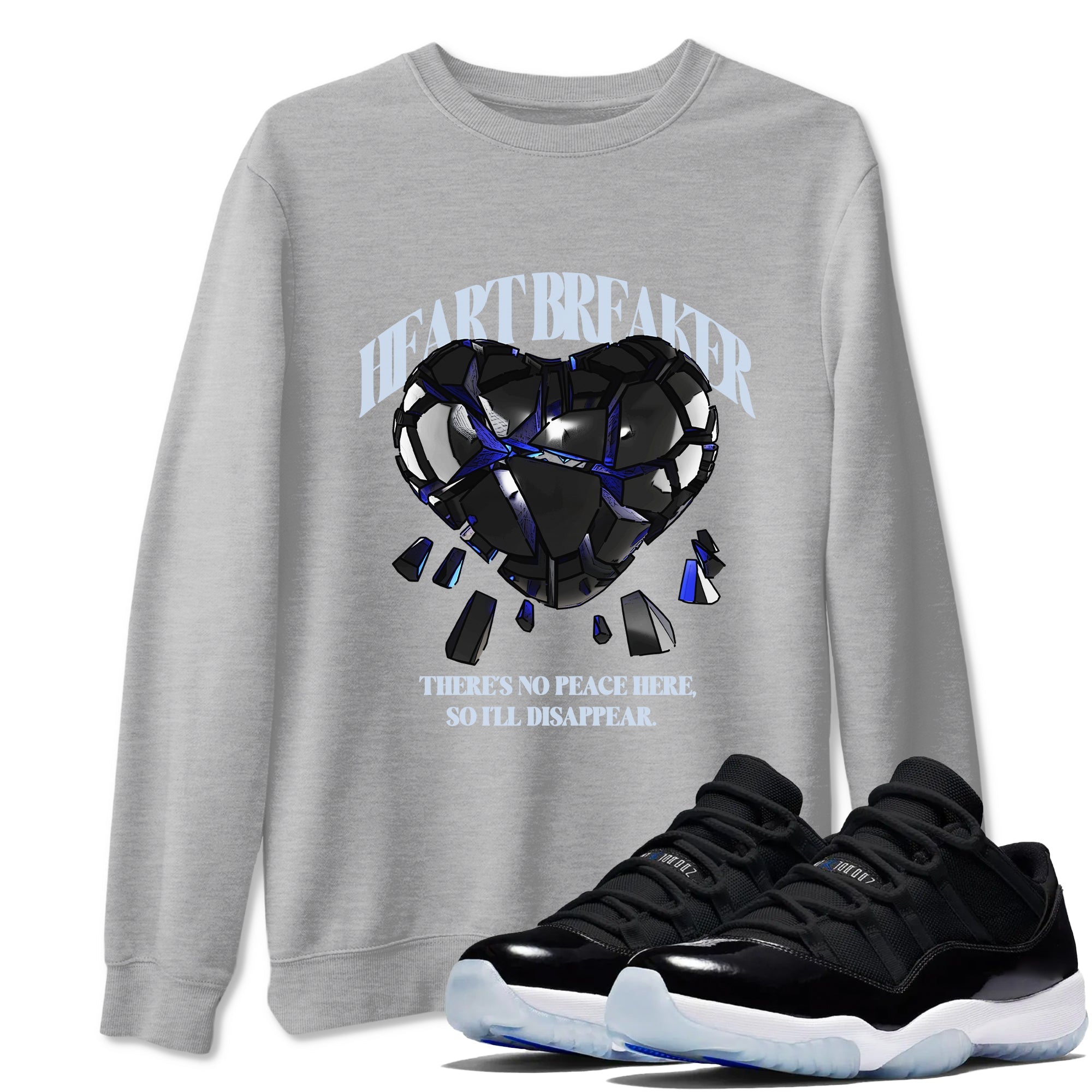 Heart Breaker snkmatch Tees - Air Jordan 11 Black and Varsity Royal