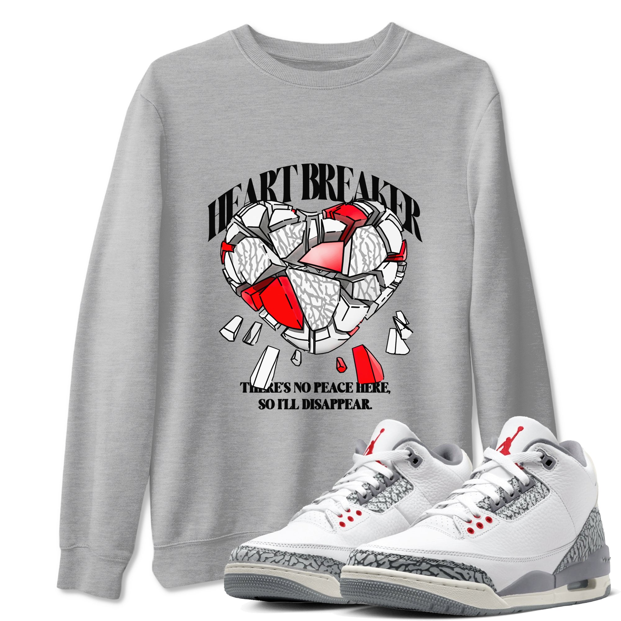 Heart Breaker snkmatch Tees - Air Jordan 3 Cement Grey