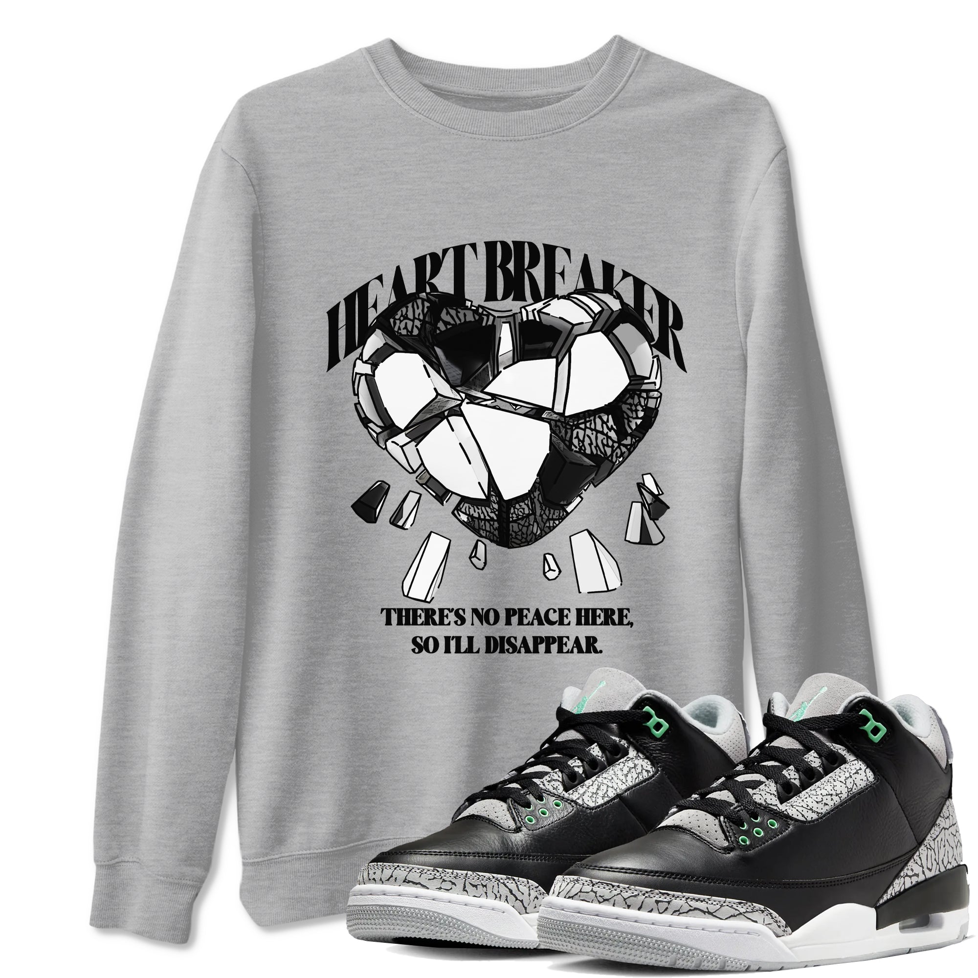 Heart Breaker snkmatch Tees - Air Jordan 3 Green Glow