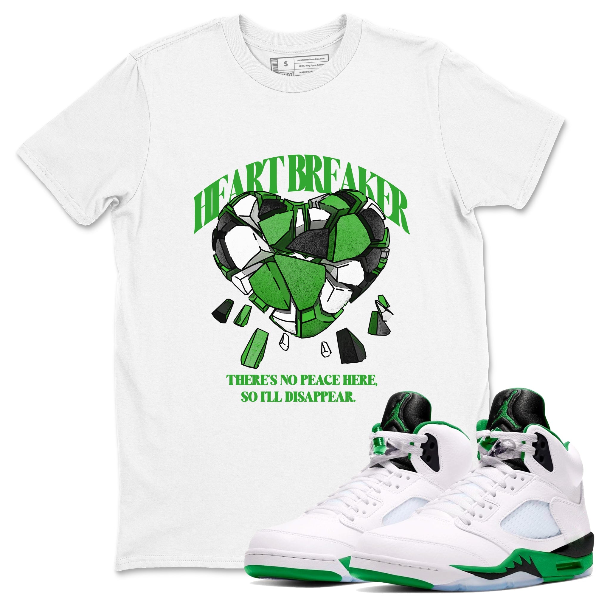 Heart Breaker snkmatch Tees - Air Jordan 5 Lucky Green