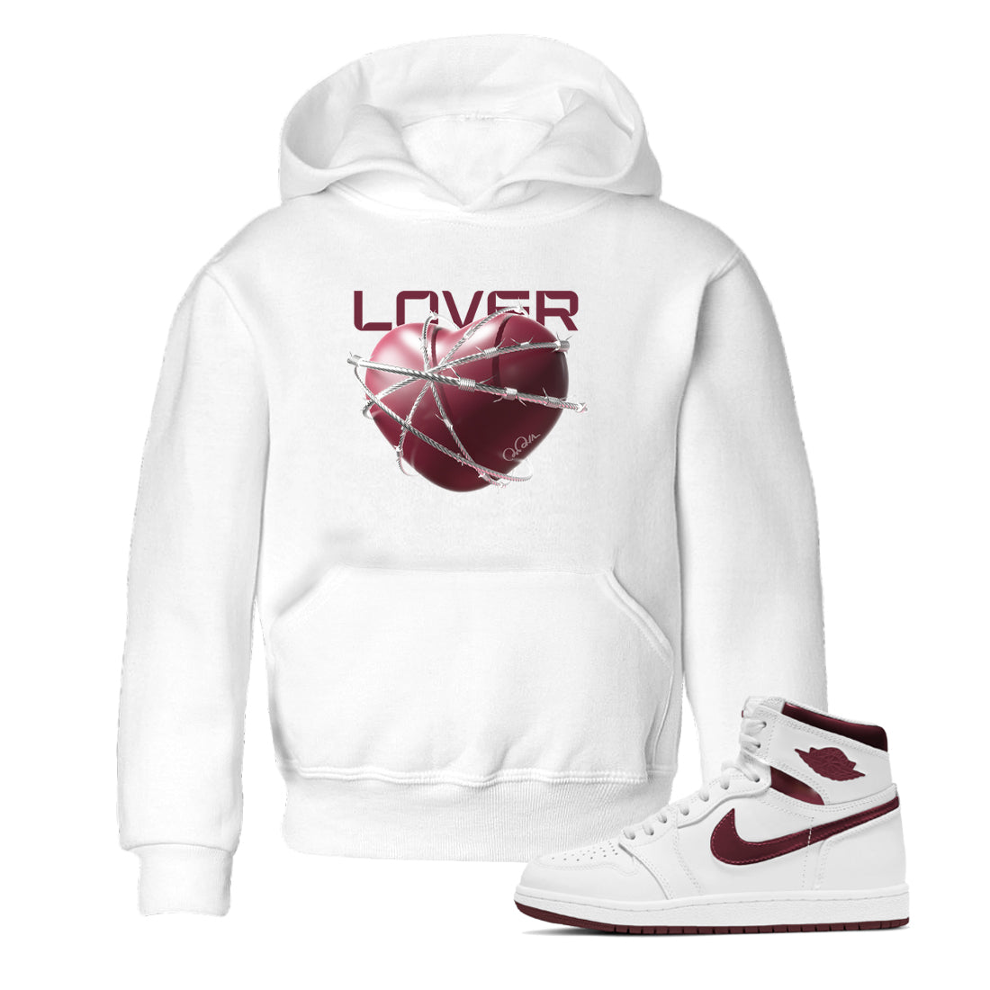 Heart Lover snkmatch Tee Kids - Air Jordan 1 Metallic Burgundy