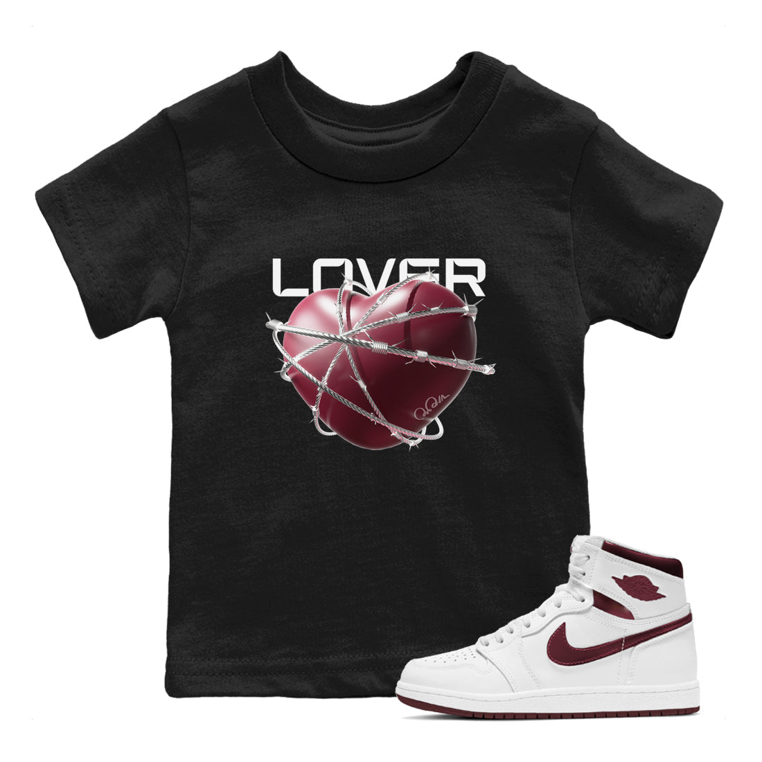 Heart Lover snkmatch Tee Kids - Air Jordan 1 Metallic Burgundy