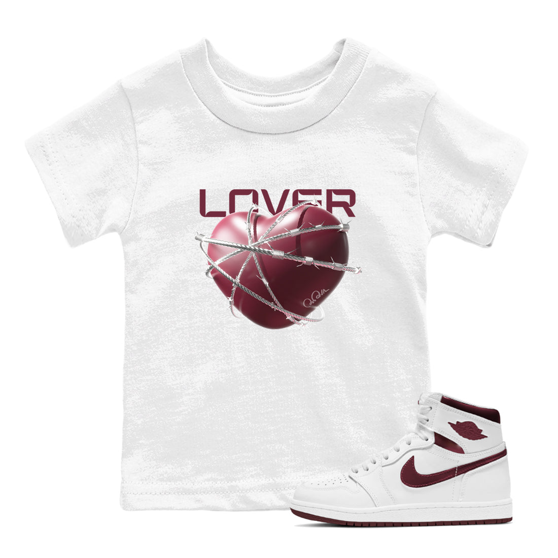 Heart Lover snkmatch Tee Kids - Air Jordan 1 Metallic Burgundy
