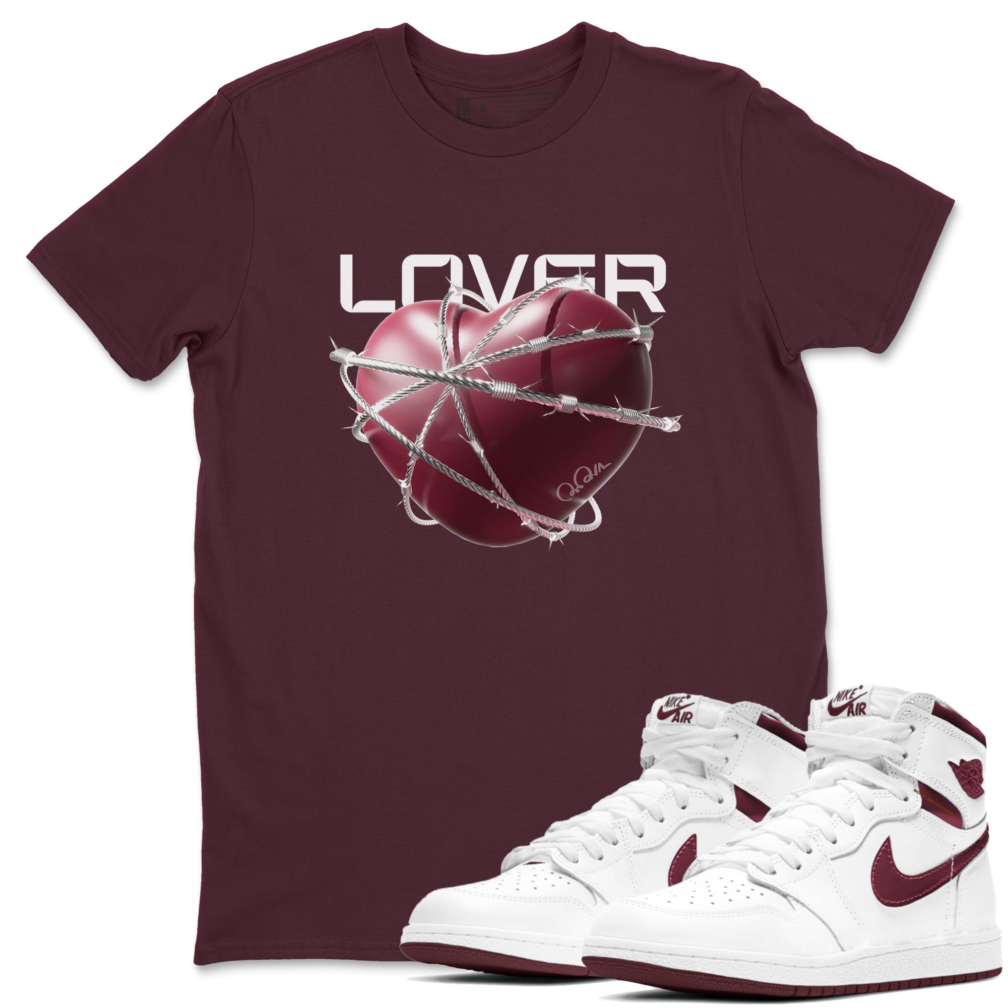 Heart Lover snkmatch Tee - Air Jordan 1 Metallic Burgundy
