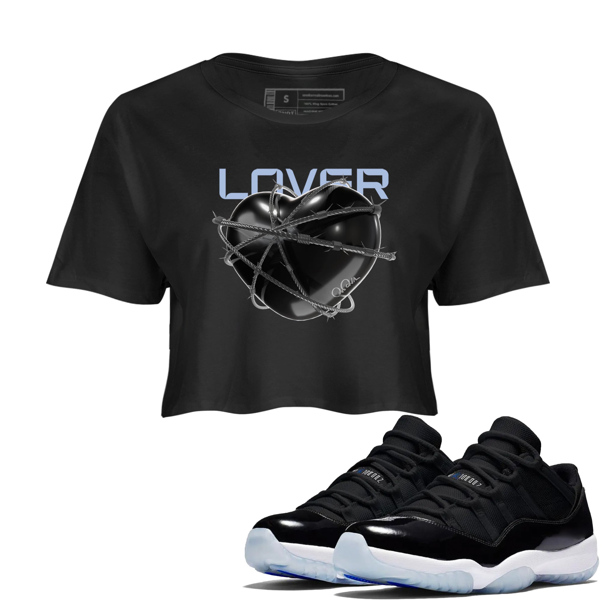 Heart Lover snkmatch Women's Top - Air Jordan 11 Black and Varsity Royal