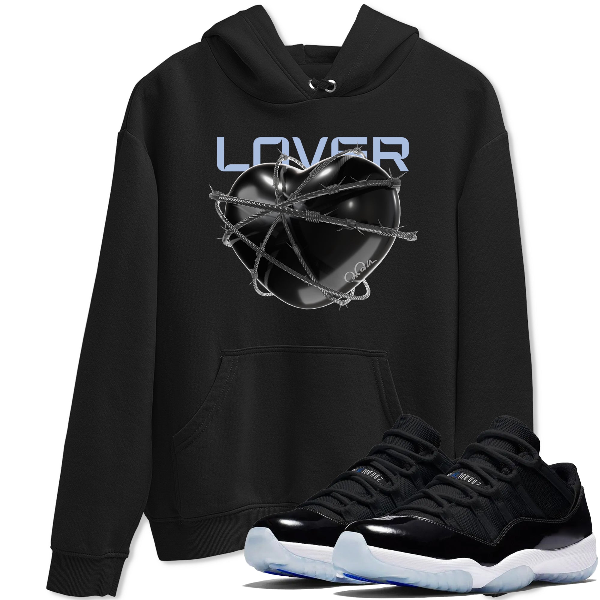 Heart Lover snkmatch Tee - Air Jordan 11 Black and Varsity Royal