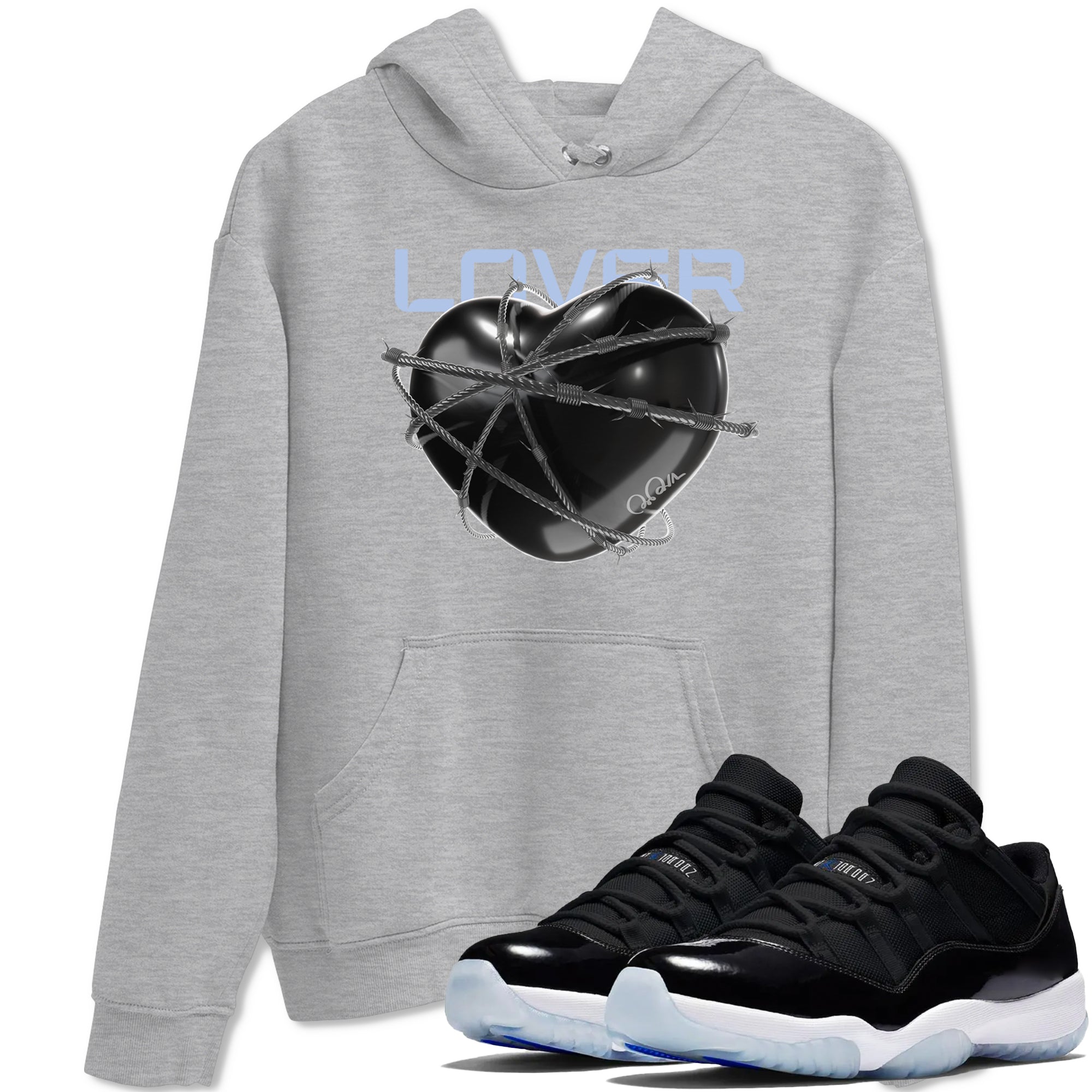 Heart Lover snkmatch Tee - Air Jordan 11 Black and Varsity Royal
