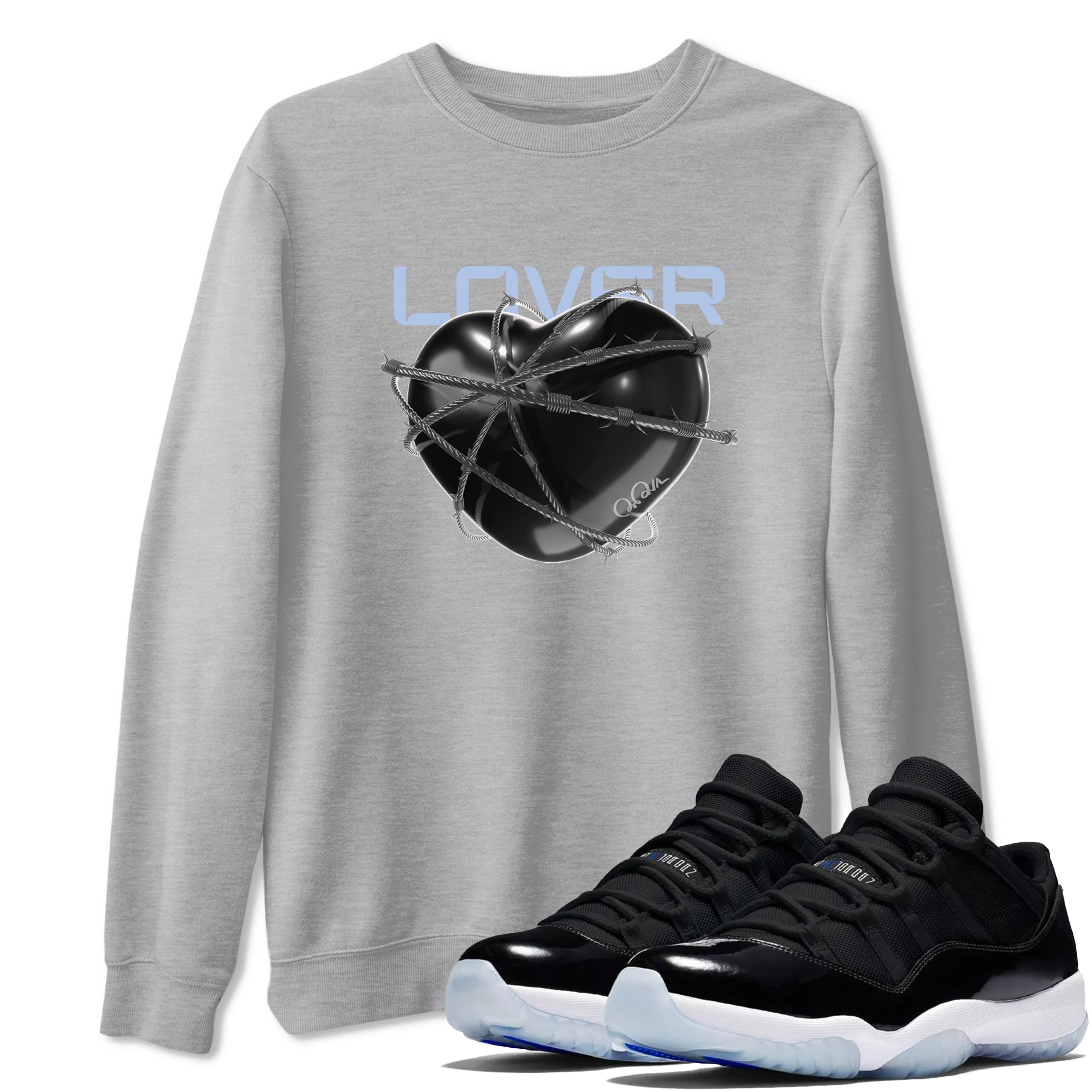 Heart Lover snkmatch Tee - Air Jordan 11 Black and Varsity Royal