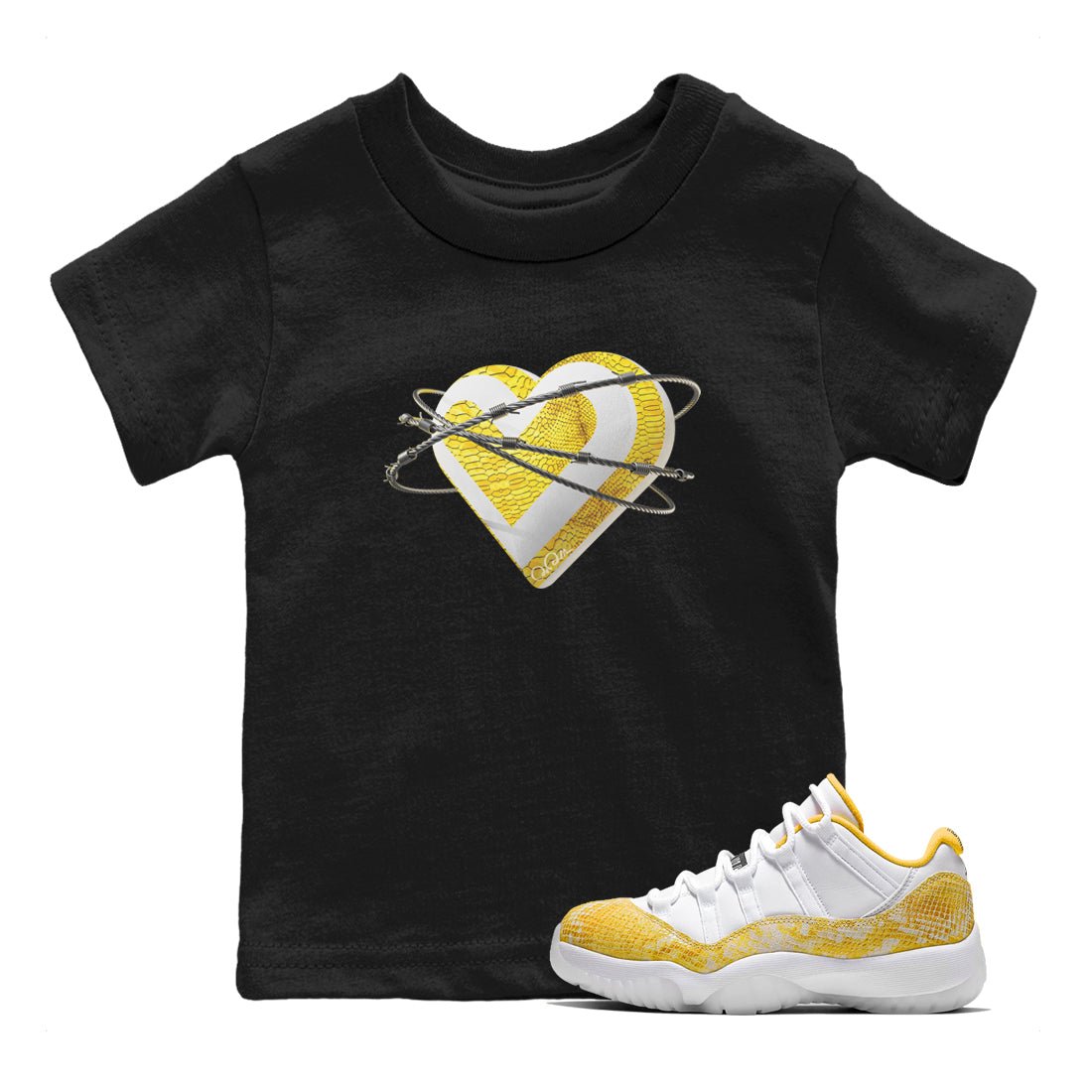 Heart Lover Kids Tops - Air Jordan 11 Yellow Python