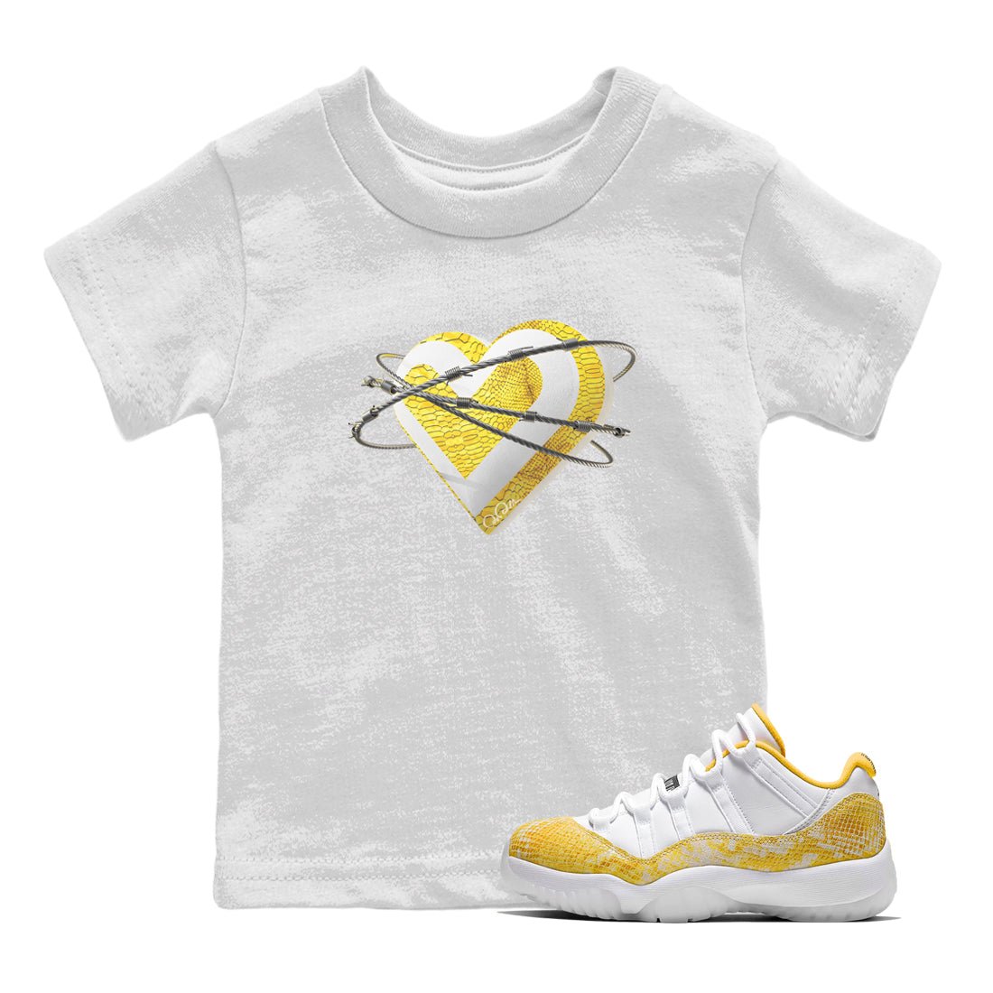 Heart Lover Kids Tops - Air Jordan 11 Yellow Python