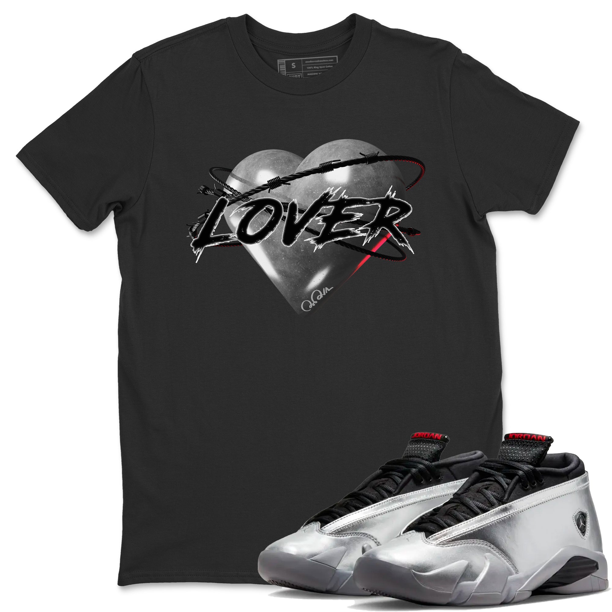 Heart Lover Unisex Tops - Air Jordan 14 Metallic Silver