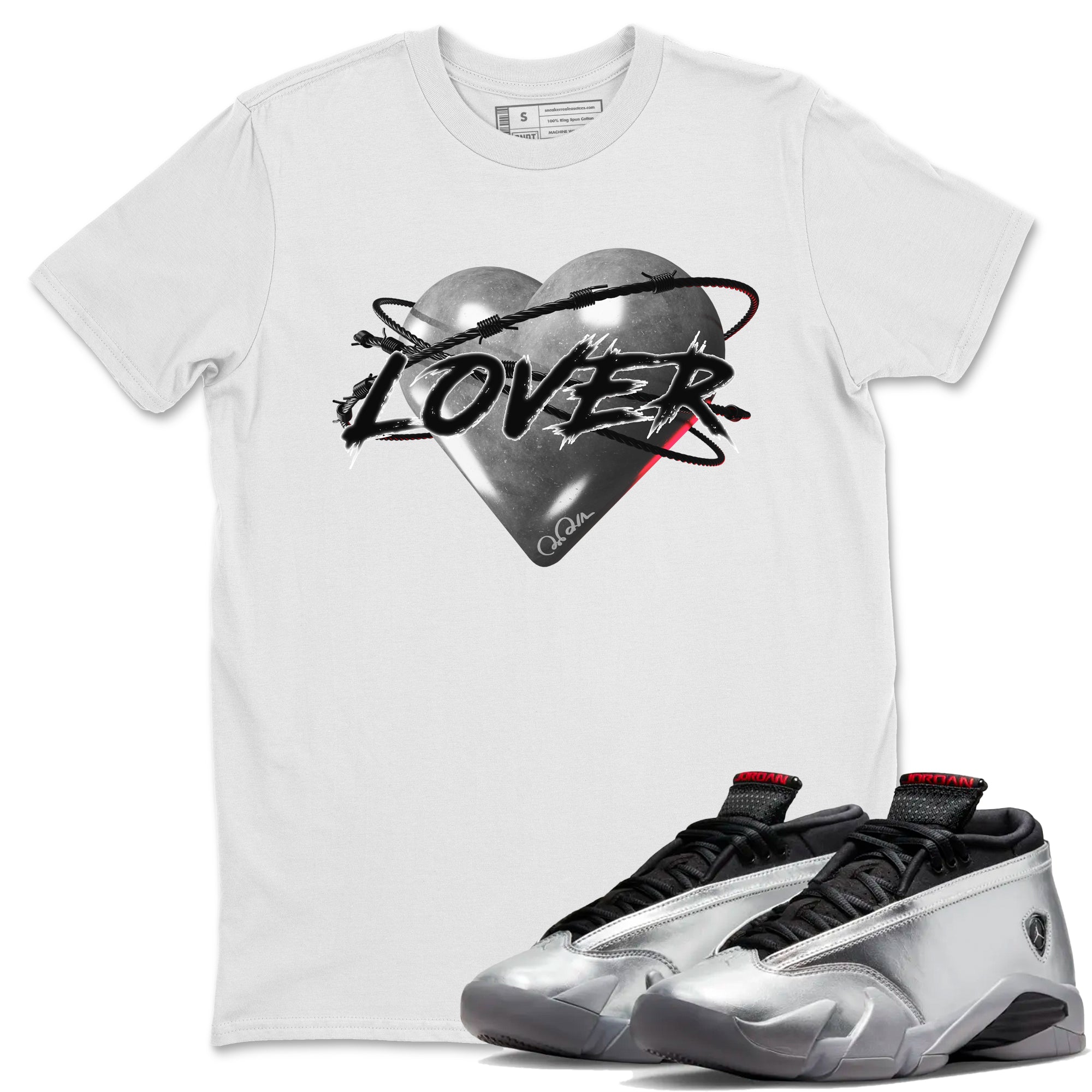 Heart Lover Unisex Tops - Air Jordan 14 Metallic Silver
