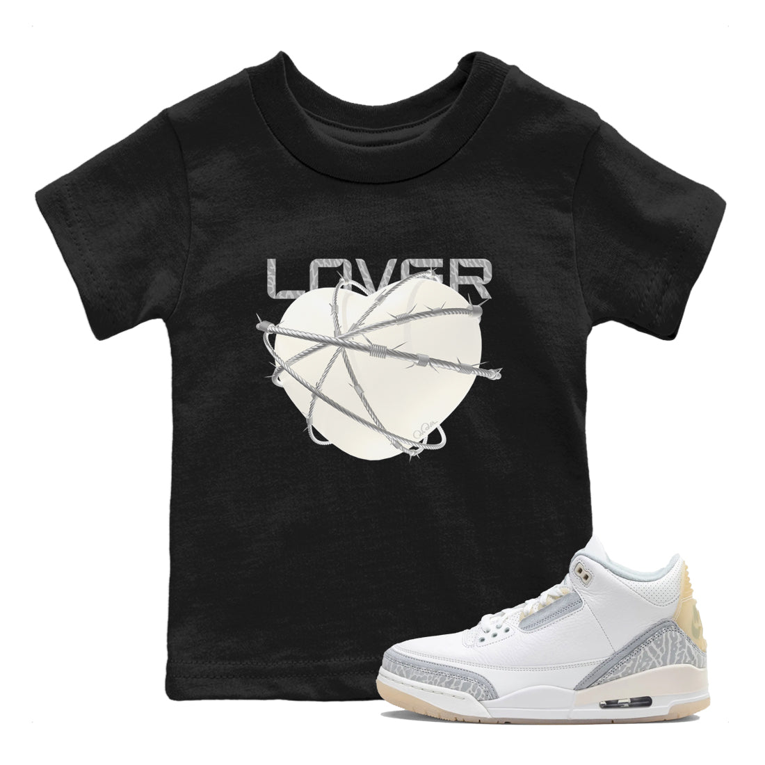 Heart Lover snkmatch Tees Kids - Air Jordan 3 Ivory