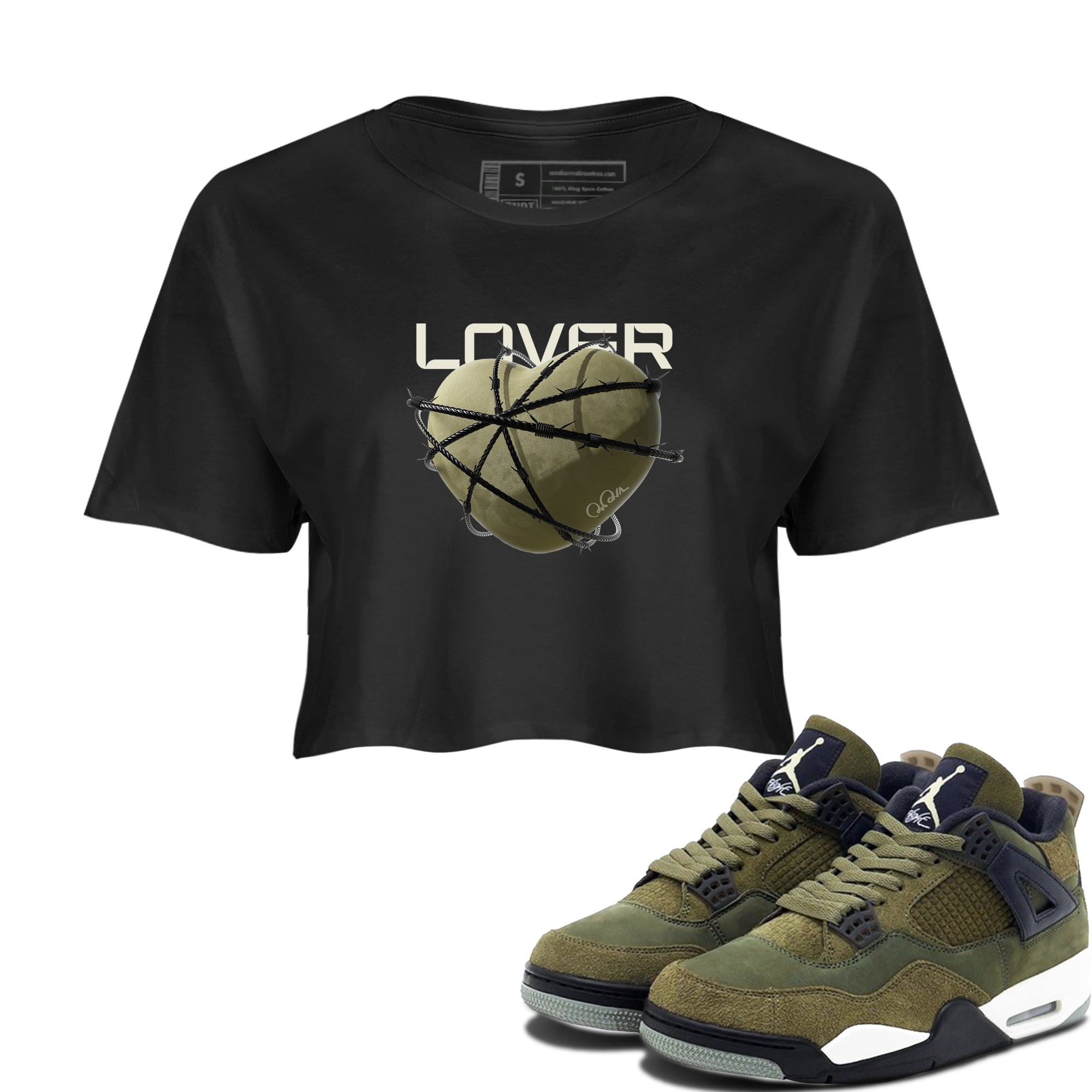 Heart Lover snkmatch Women's Top - Air Jordan 4 Medium Olive