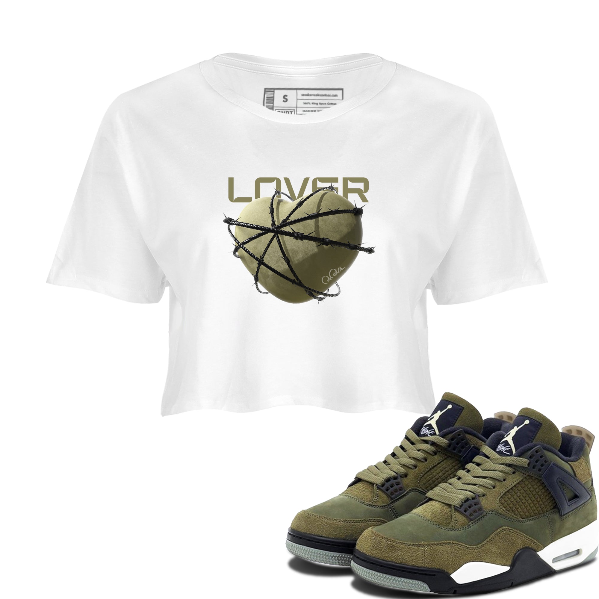 Heart Lover snkmatch Women's Top - Air Jordan 4 Medium Olive