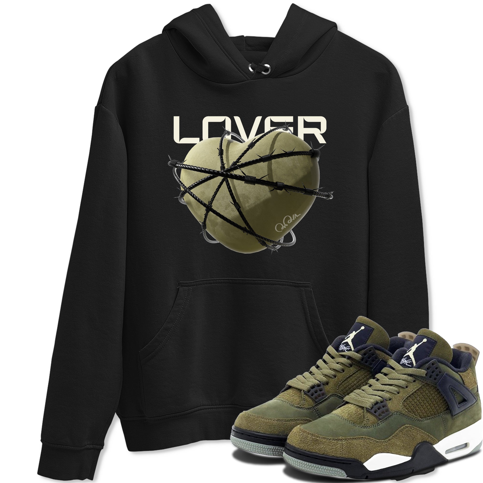 Heart Lover snkmatch Tee - Air Jordan 4 Medium Olive