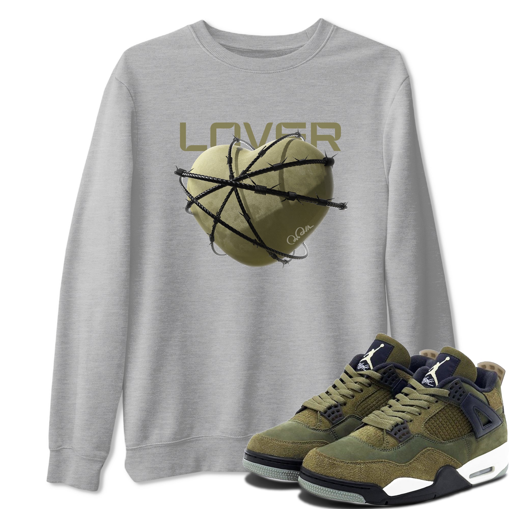 Heart Lover snkmatch Tee - Air Jordan 4 Medium Olive