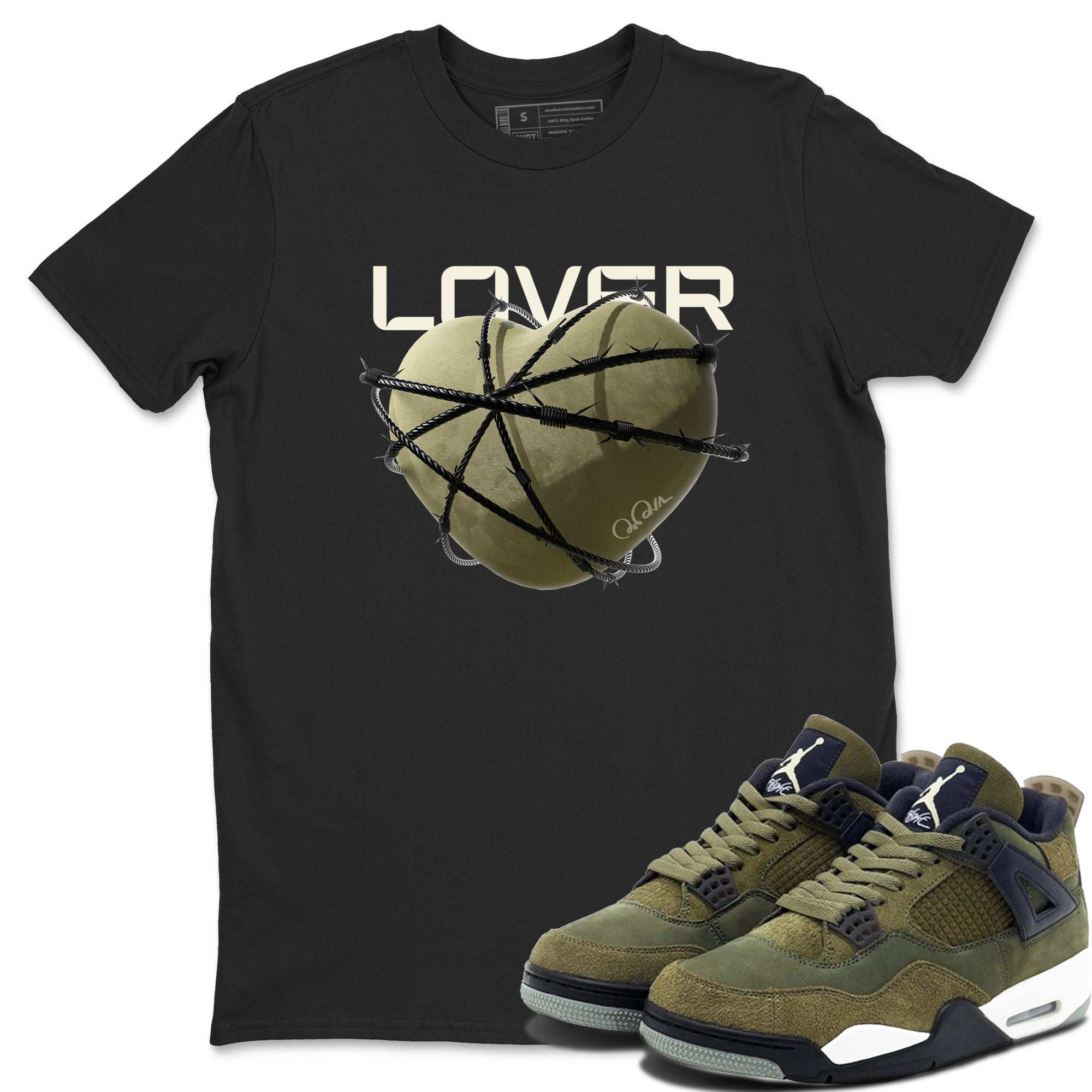 Heart Lover snkmatch Tee - Air Jordan 4 Medium Olive