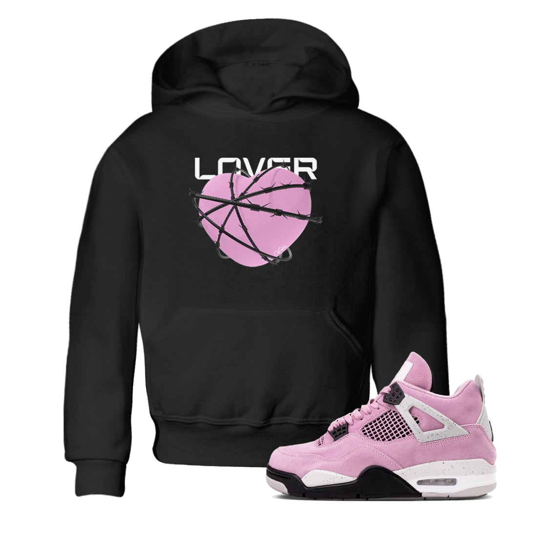 Heart Lover snkmatch Tees Kids - Air Jordan 4 Orchid