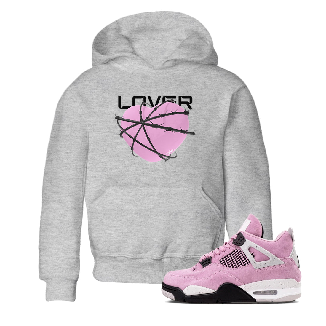 Heart Lover snkmatch Tees Kids - Air Jordan 4 Orchid