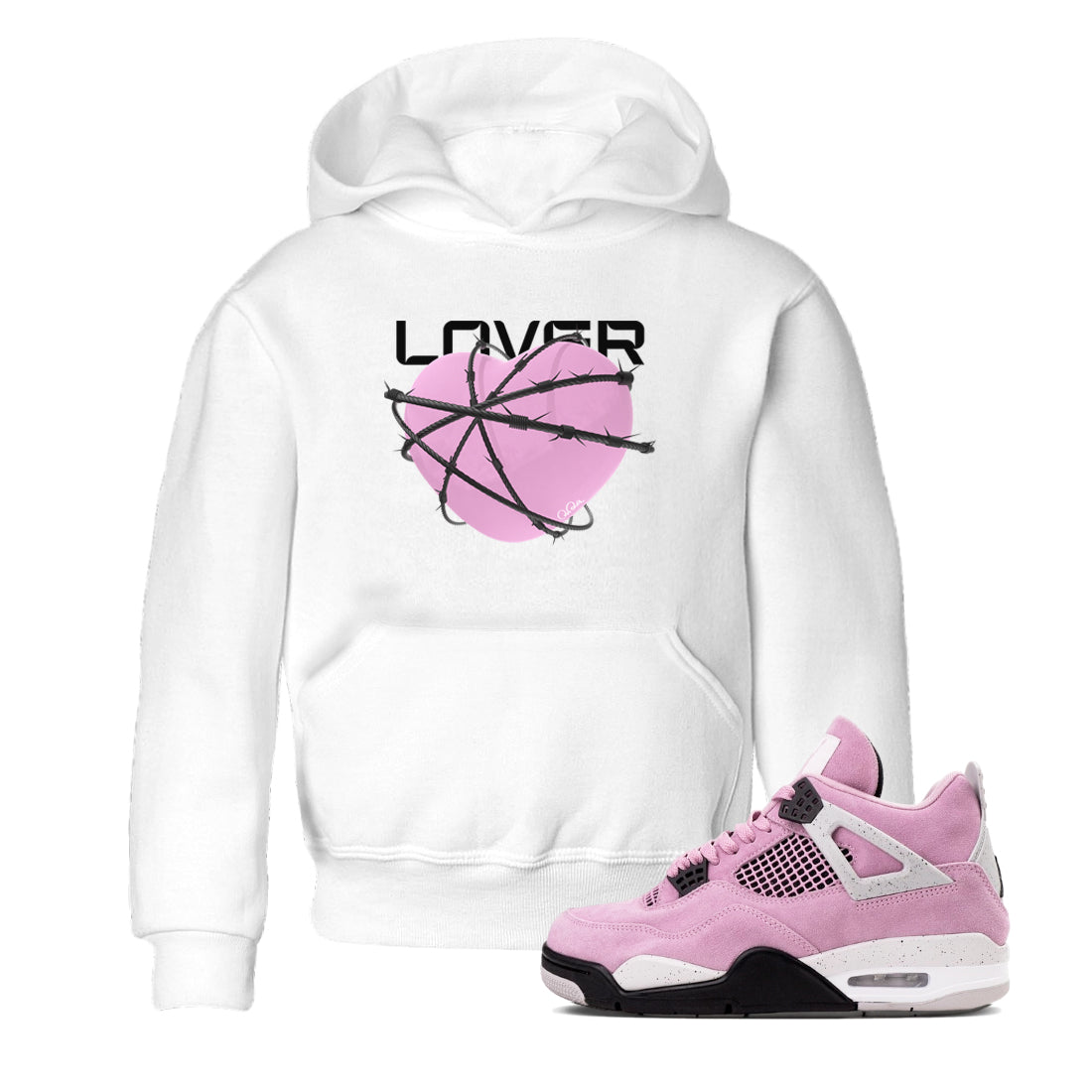 Heart Lover snkmatch Tees Kids - Air Jordan 4 Orchid