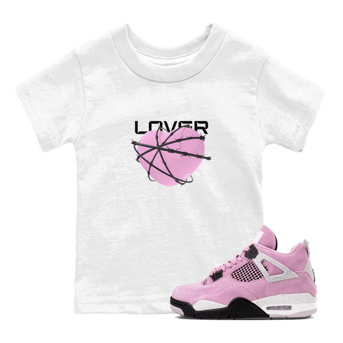 Heart Lover snkmatch Tees Kids - Air Jordan 4 Orchid