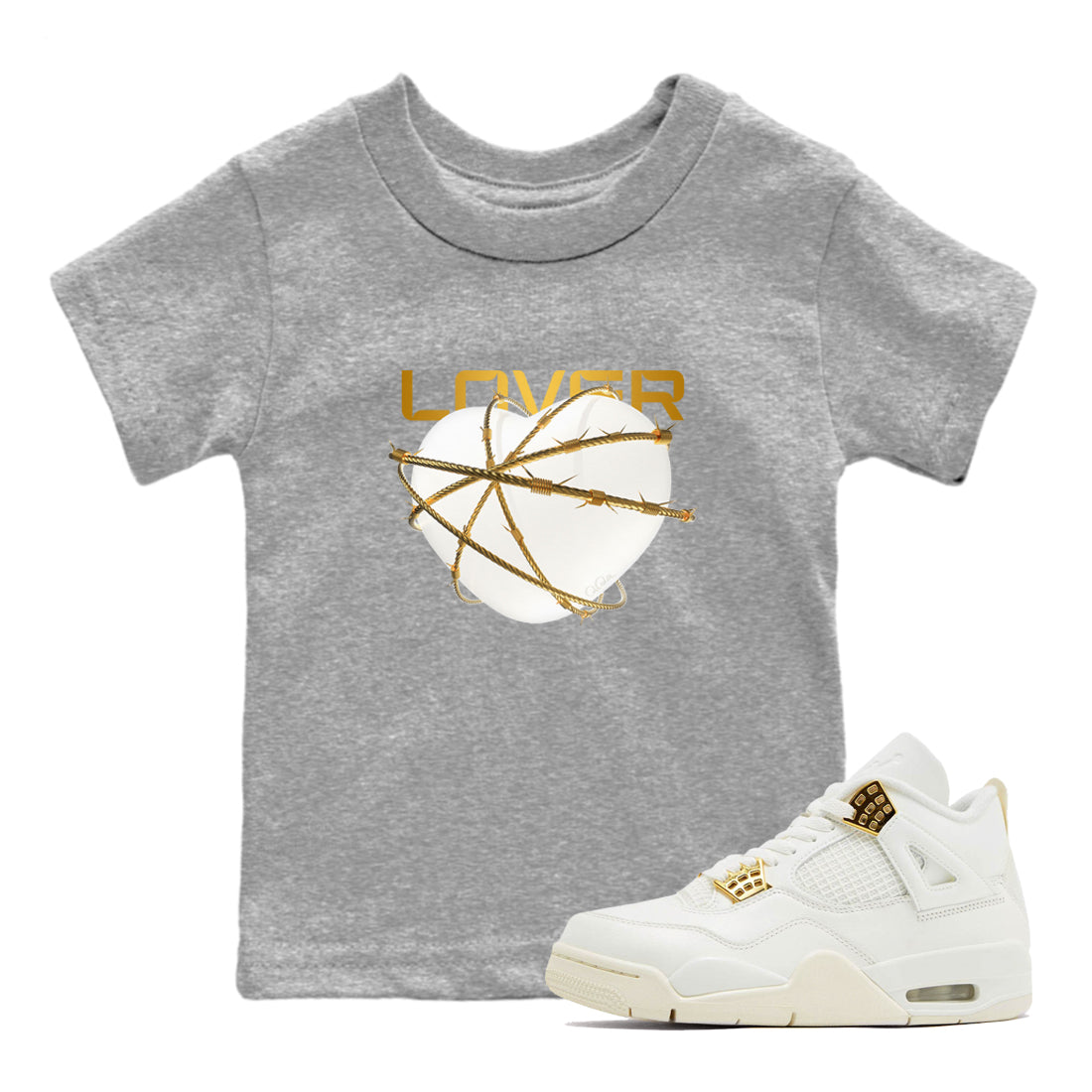 Heart Lover snkmatch Tees Kids - Air Jordan 4 Sail 2024