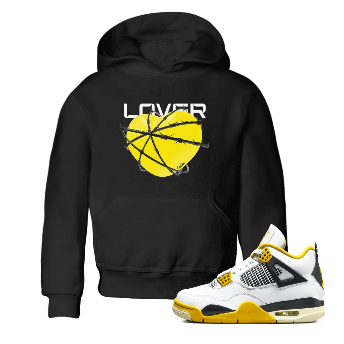 Heart Lover snkmatch Tees Kids - Air Jordan 4 Vivid Sulfur