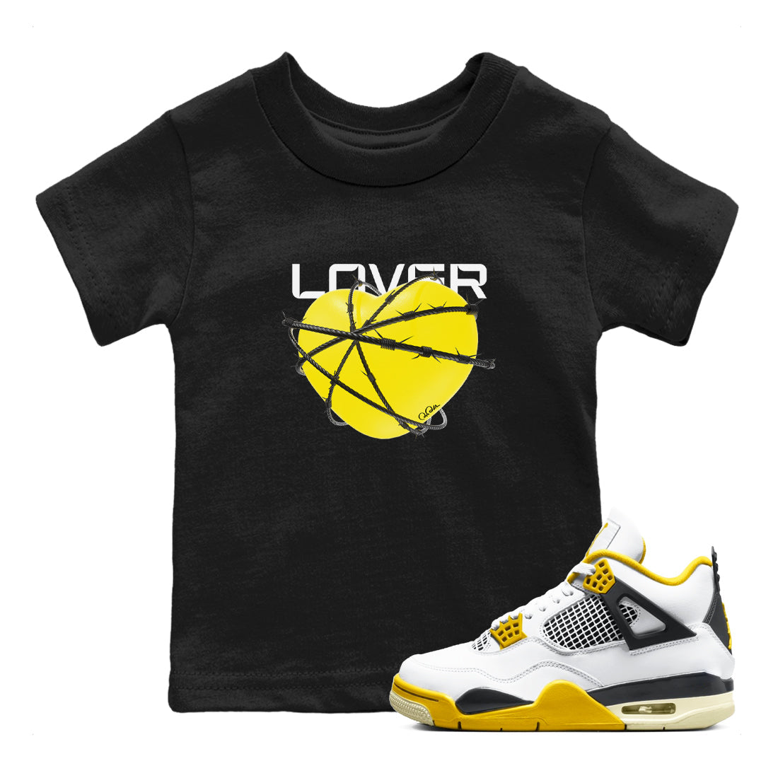 Heart Lover snkmatch Tees Kids - Air Jordan 4 Vivid Sulfur