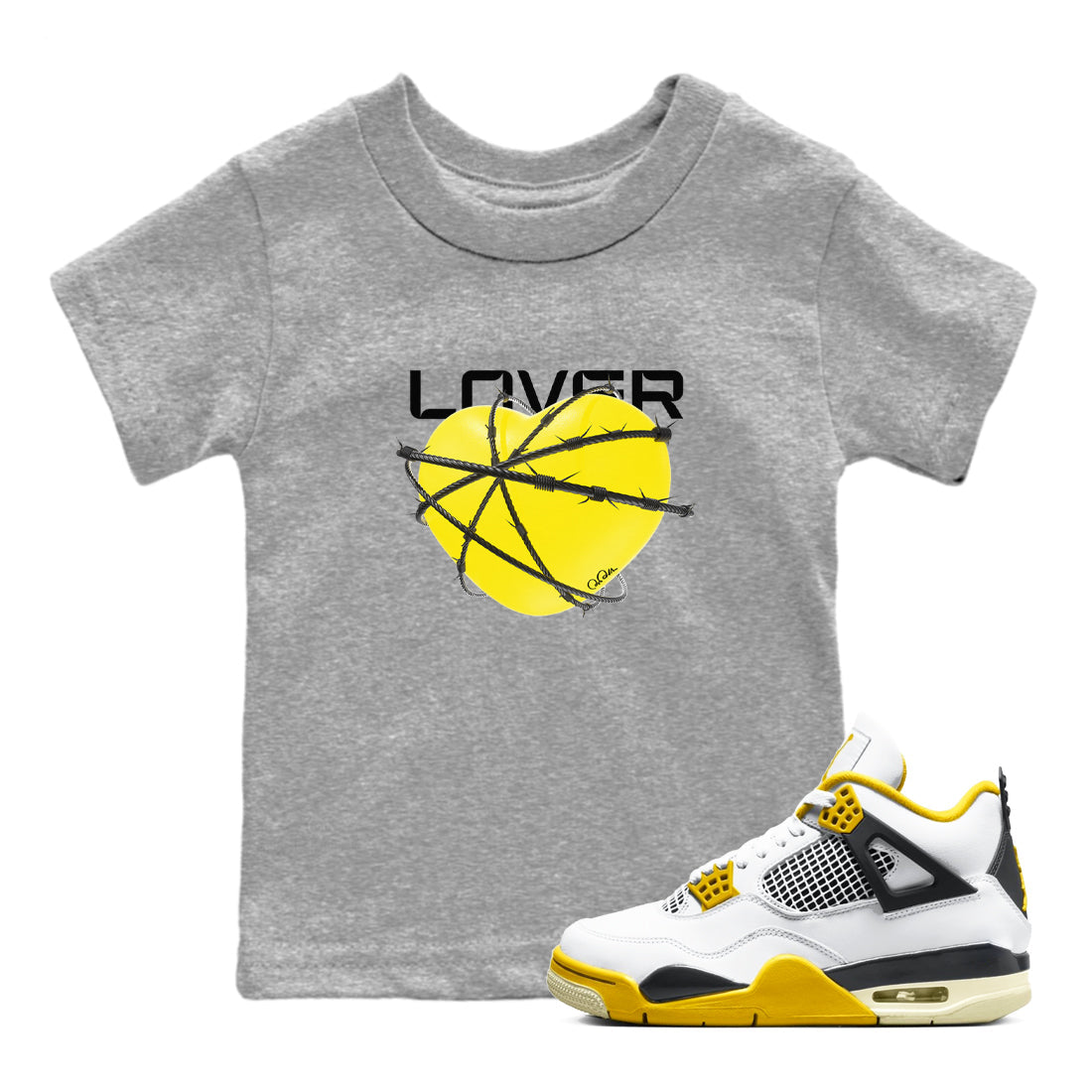 Heart Lover snkmatch Tees Kids - Air Jordan 4 Vivid Sulfur