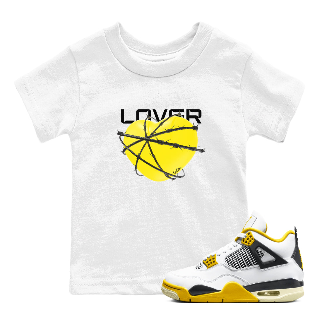 Heart Lover snkmatch Tees Kids - Air Jordan 4 Vivid Sulfur