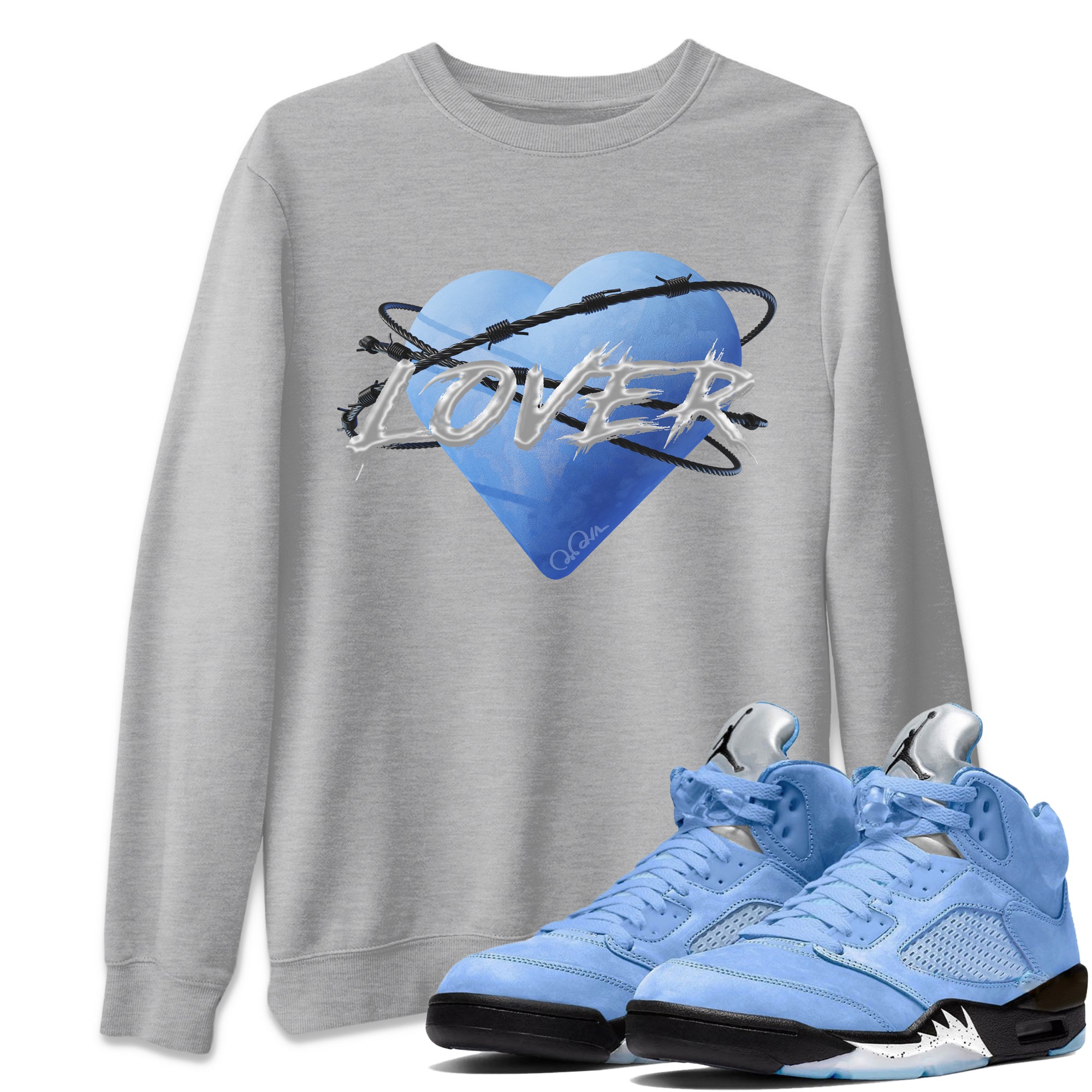 Heart Lover Unisex Tops - Air Jordan 5 UNC
