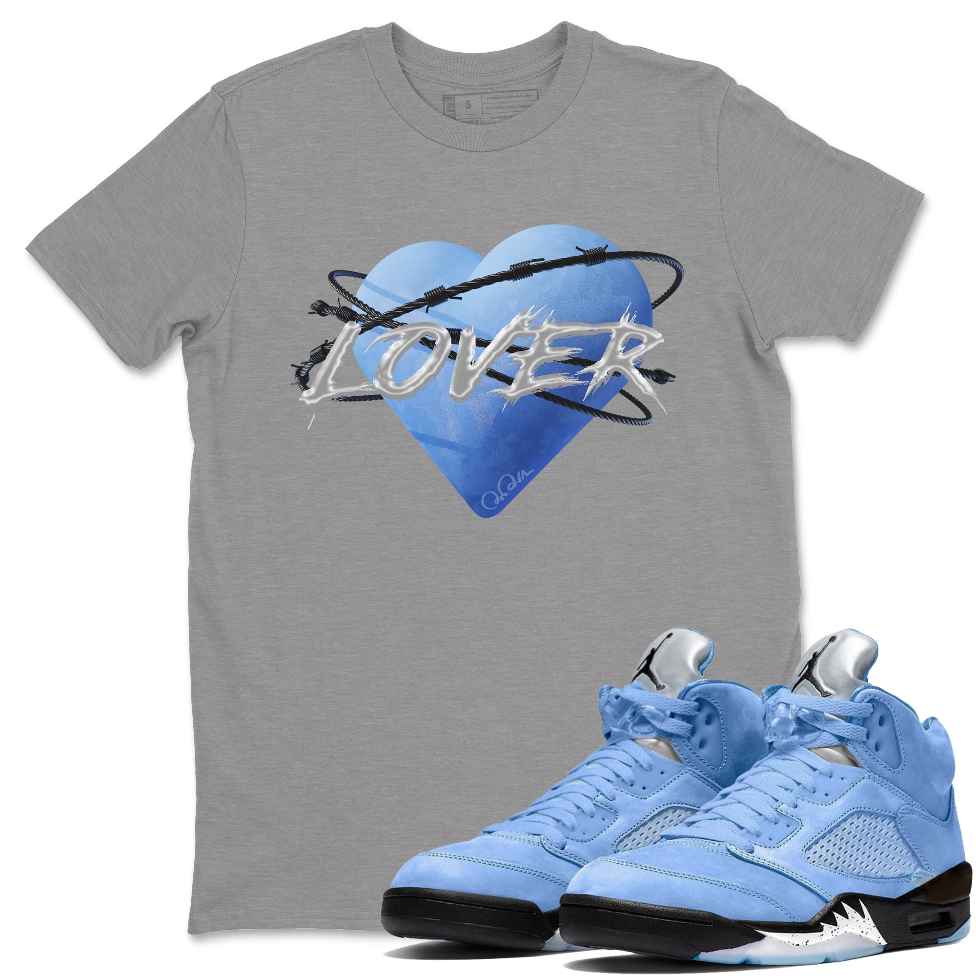 Heart Lover Unisex Tops - Air Jordan 5 UNC
