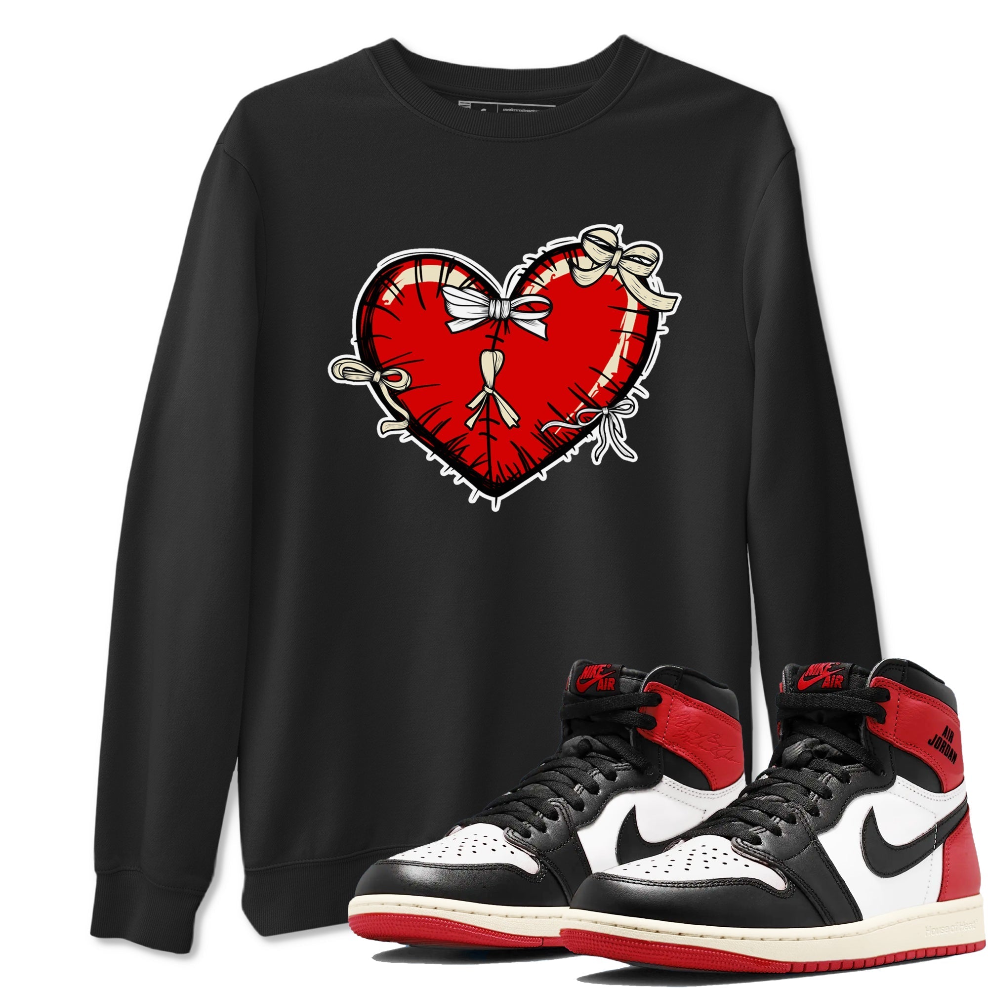 Heart with Ribbons snkmatch Tees - Air Jordan 1 Black Toe Reimagined