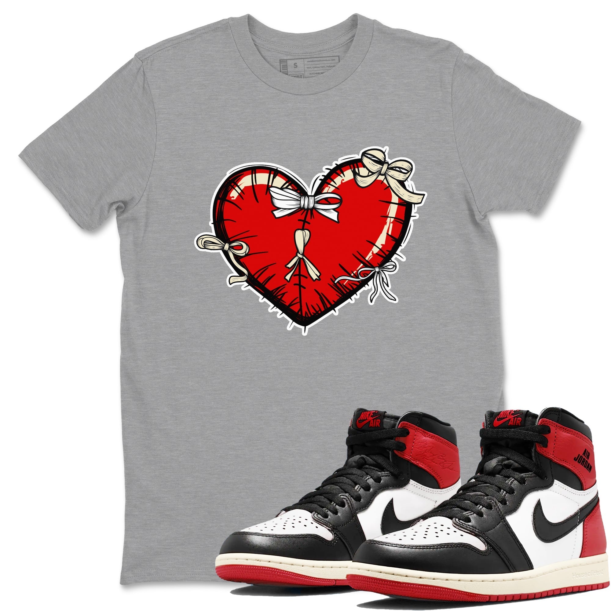 Heart with Ribbons snkmatch Tees - Air Jordan 1 Black Toe Reimagined