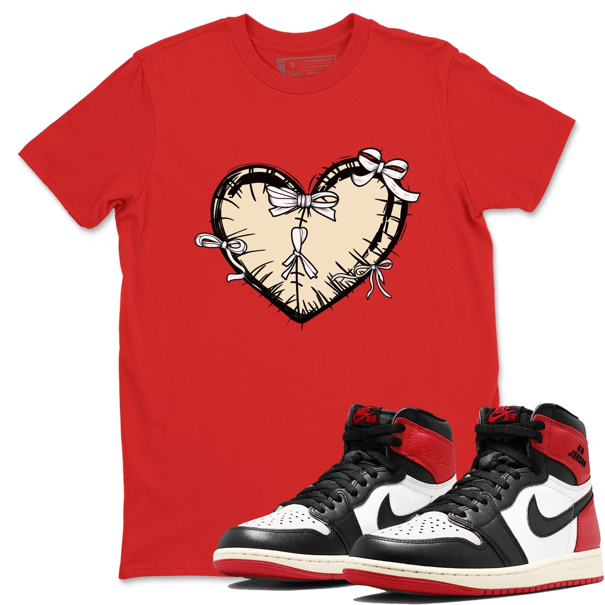 Heart with Ribbons snkmatch Tees - Air Jordan 1 Black Toe Reimagined