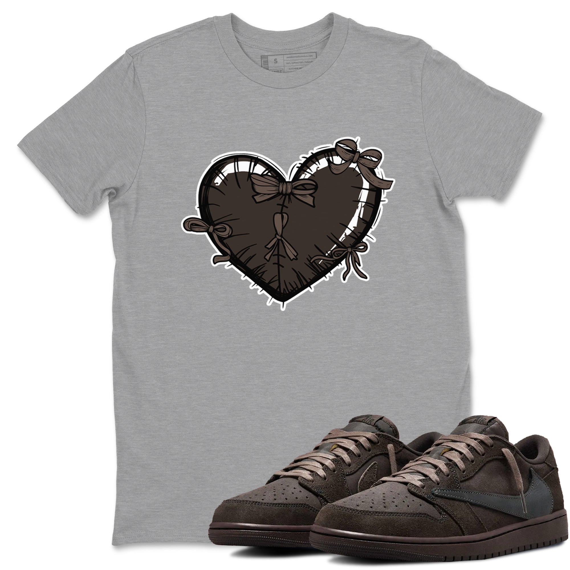 Heart with Ribbons snkmatch Tees - Air Jordan 1 Travis Scott Velvet Brown