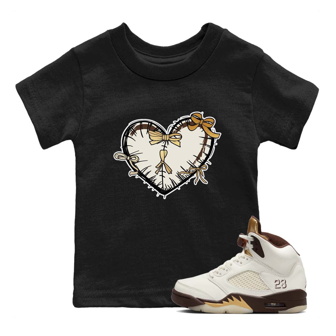 Heart With Ribbons snkmatch Tees Kids - Air Jordan 5 Golden Ticket