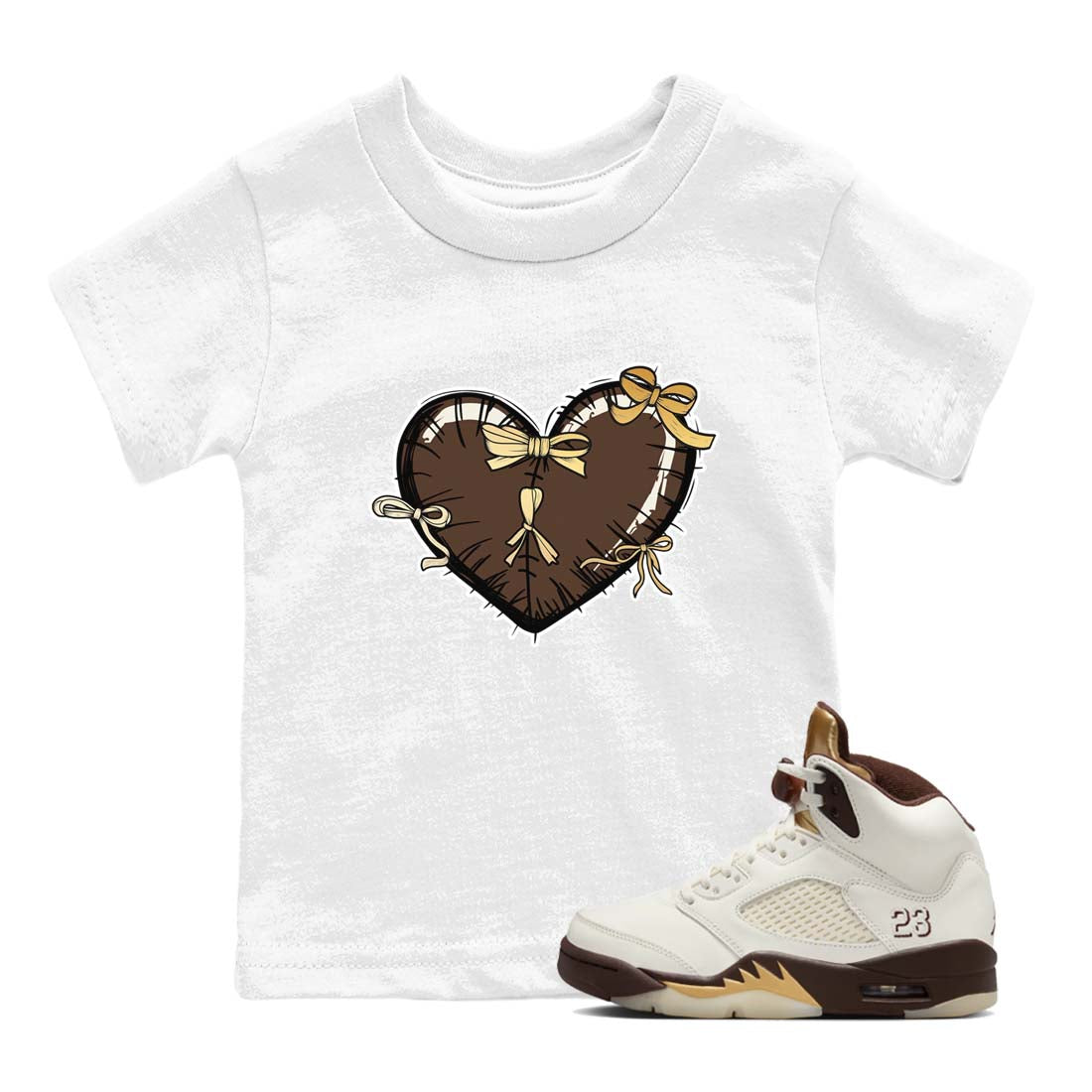 Heart With Ribbons snkmatch Tees Kids - Air Jordan 5 Golden Ticket