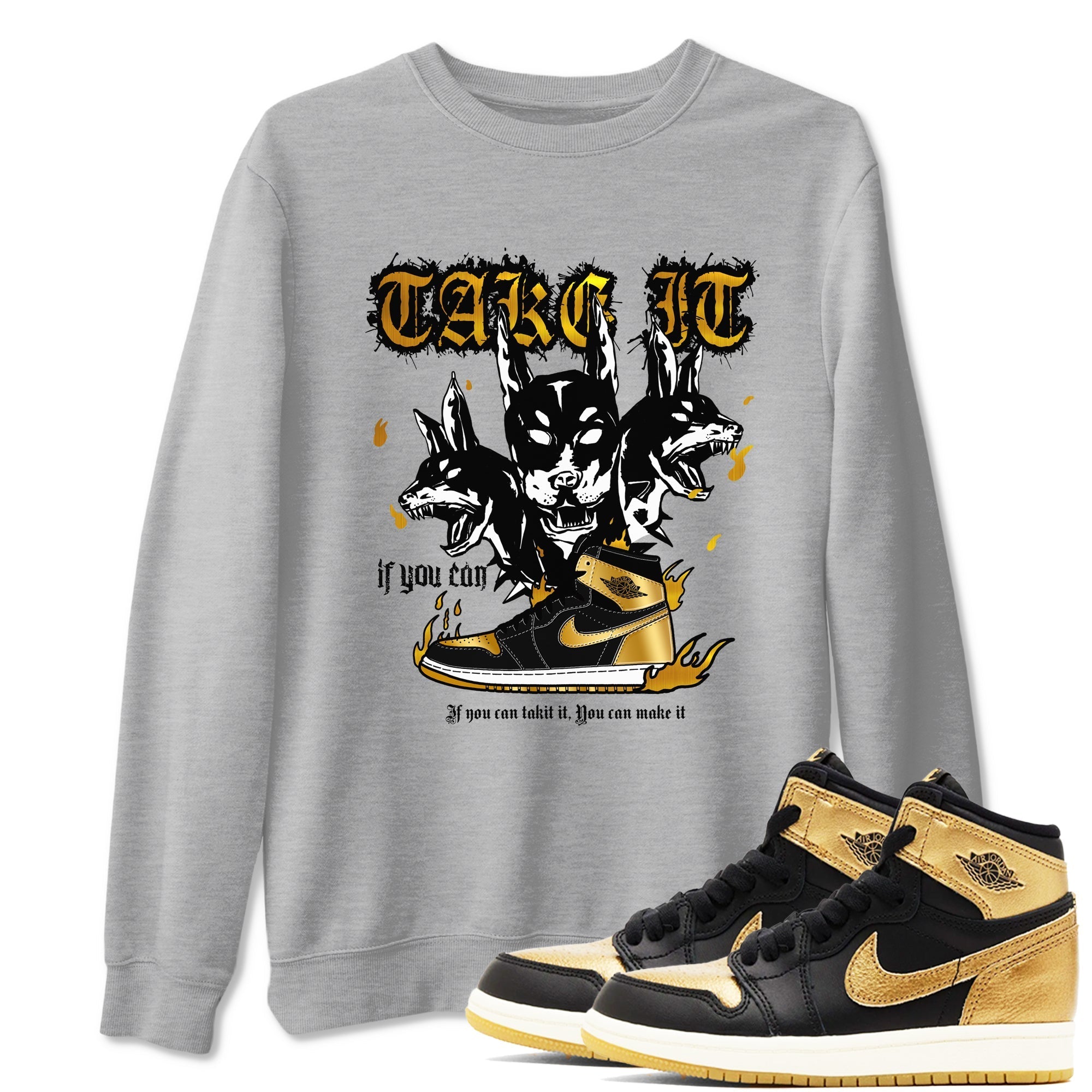 Hell Hounds snkmatch Tees - Air Jordan 1 Black Metallic Gold